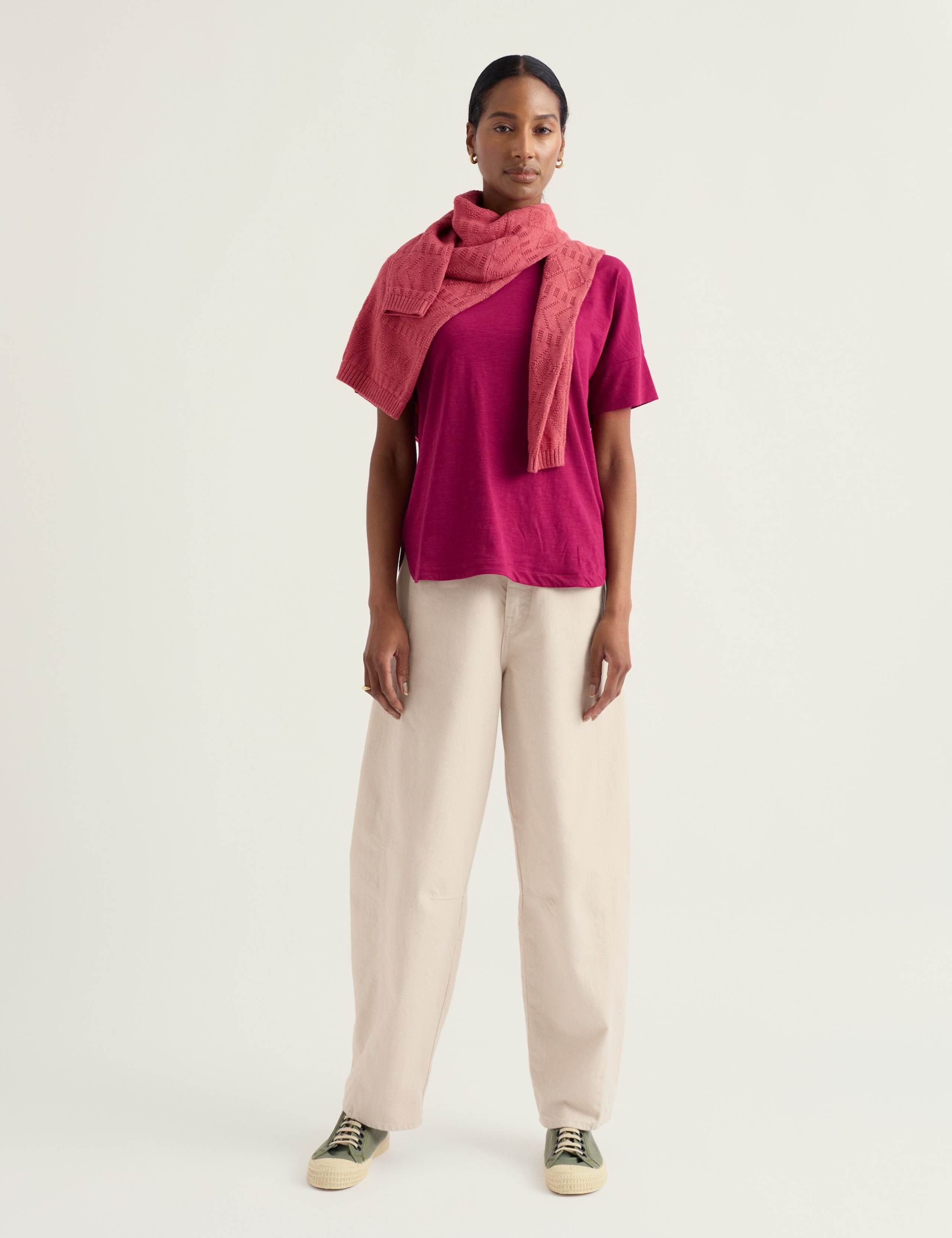 Pure Cotton Slash Neck Relaxed T-Shirt