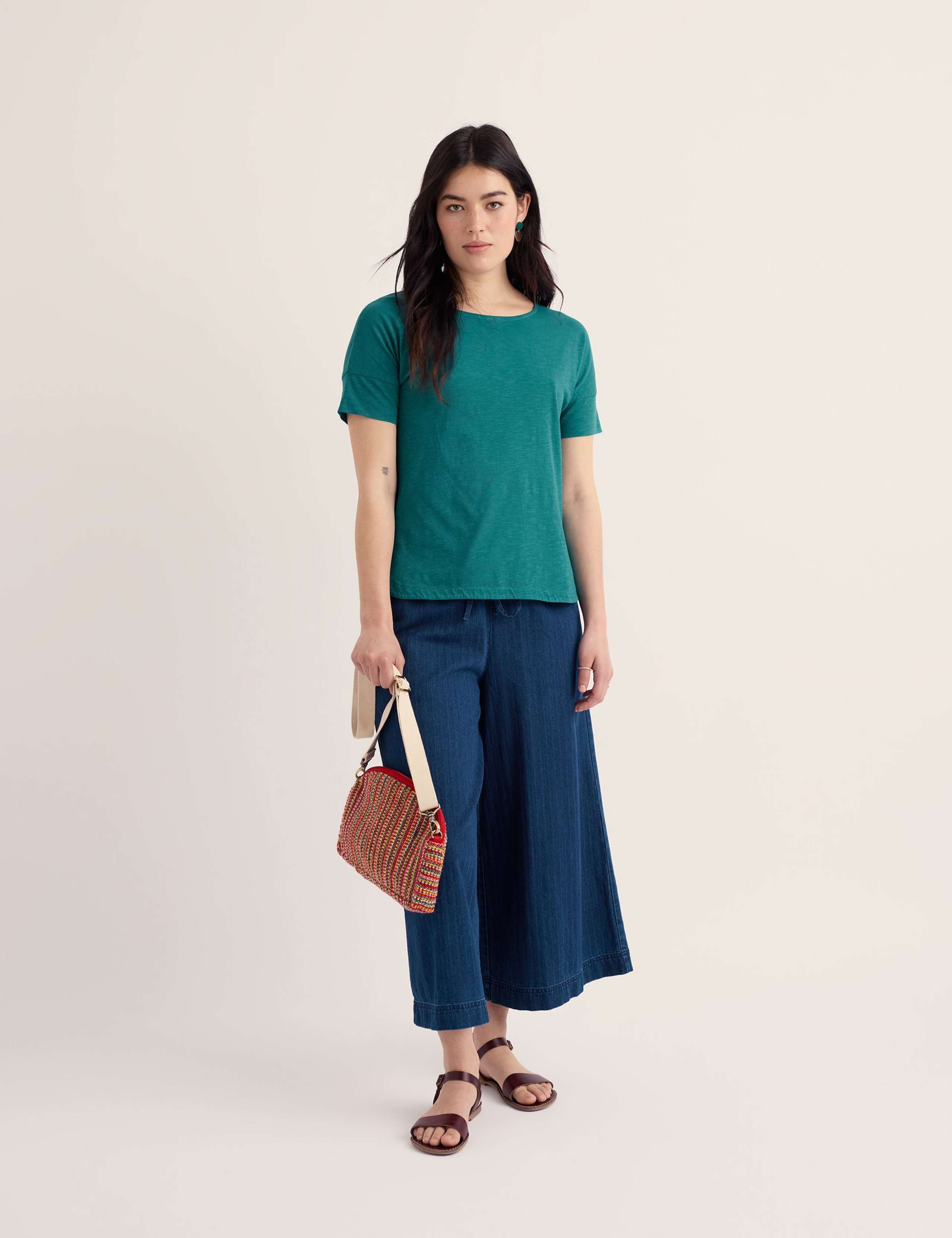 Pure Cotton Slash Neck Relaxed T-Shirt