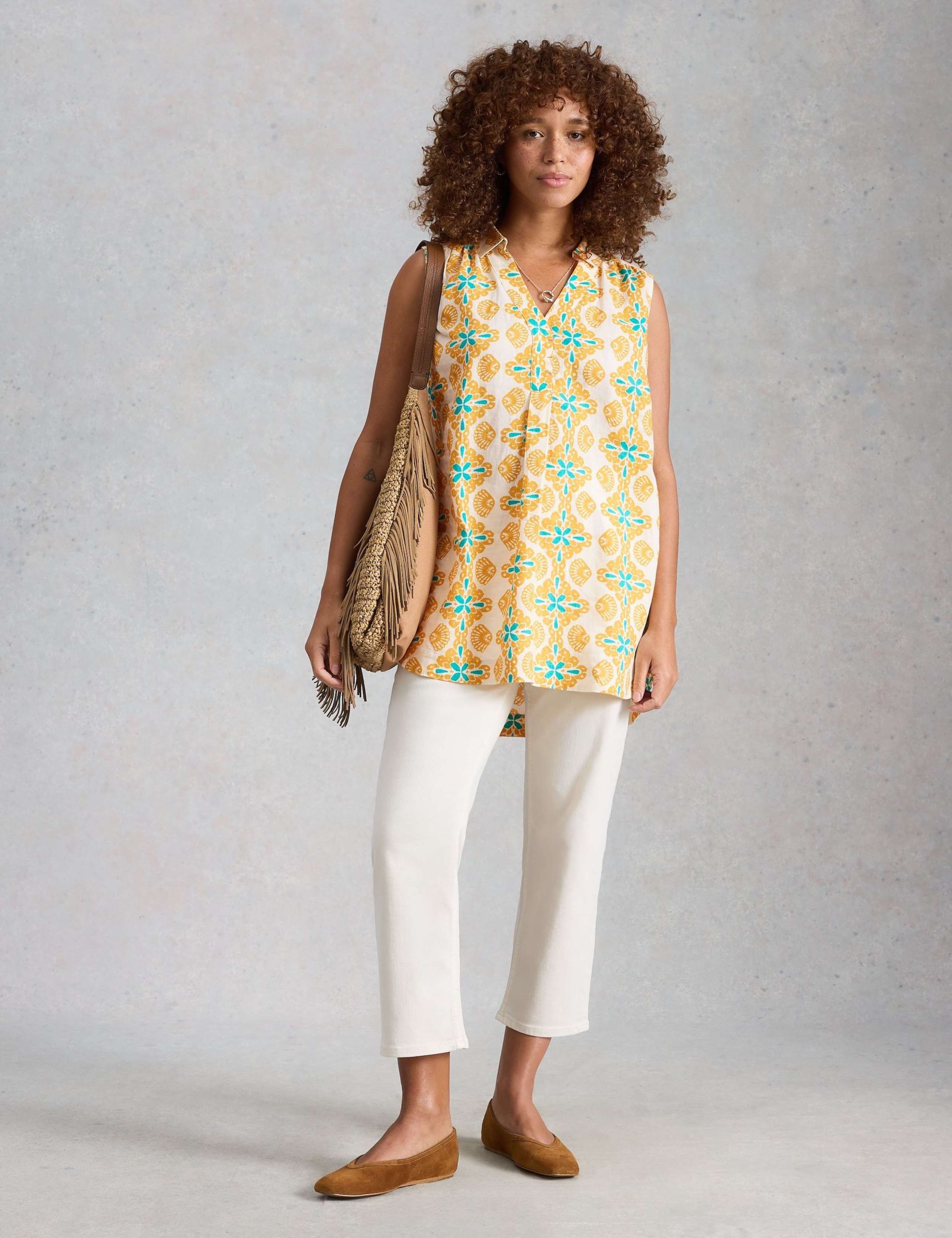 Pure Linen Collared Sleeveless Tunic