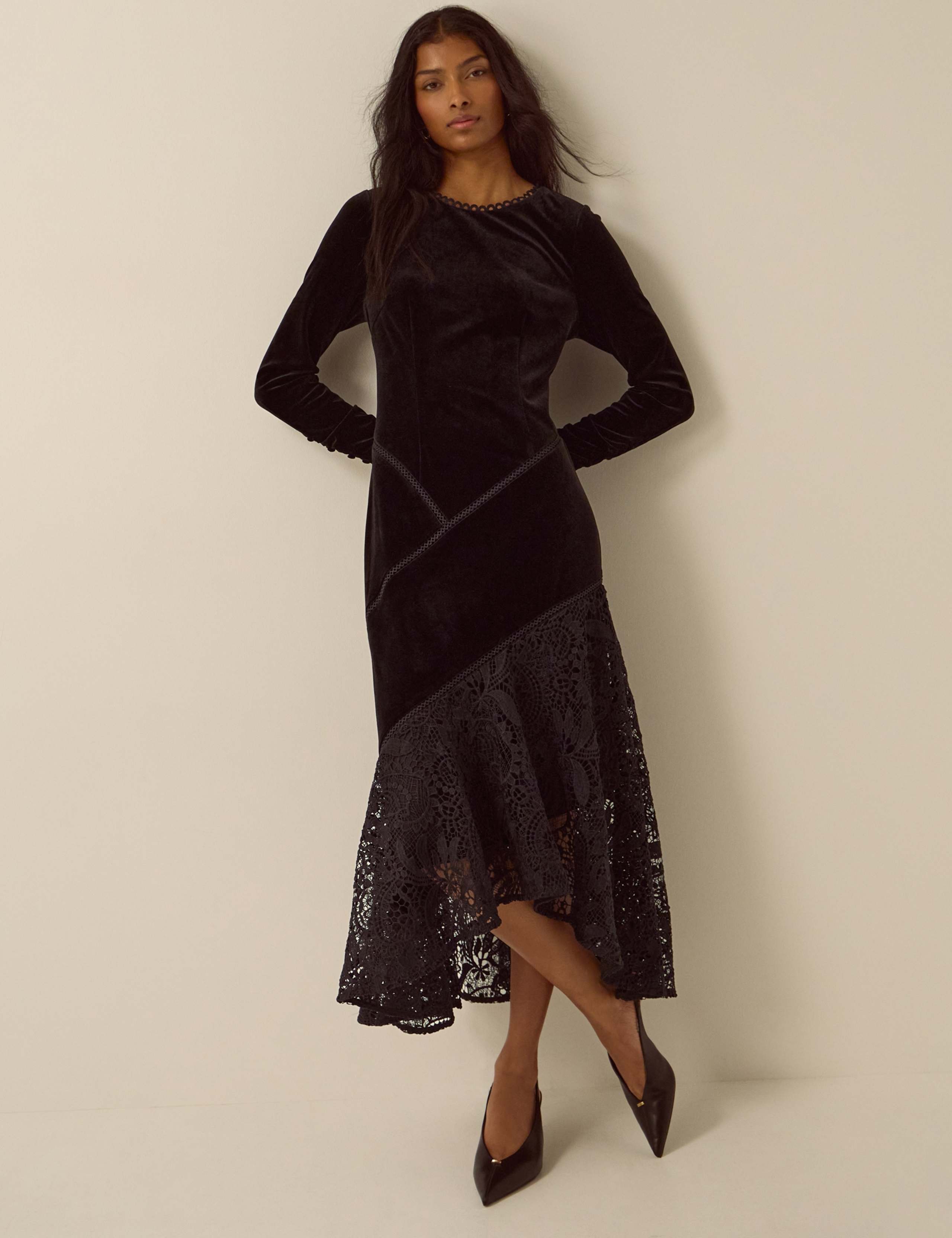 Velvet Scoop Neck Zip Up Dress