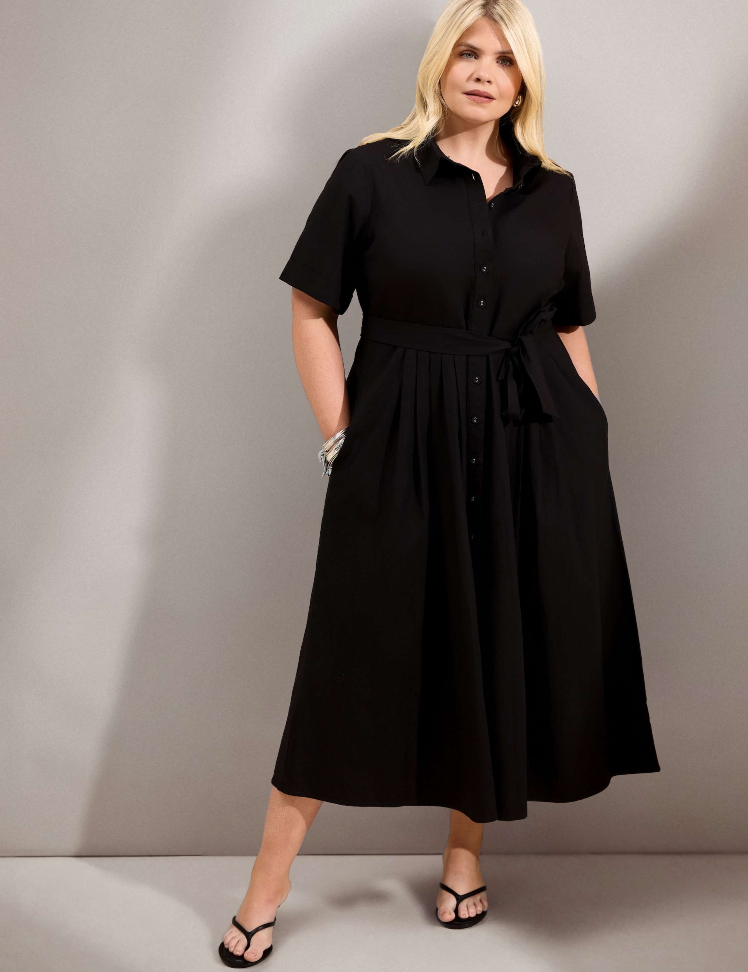 Pure Cotton Button Through Midi Shirt Dress