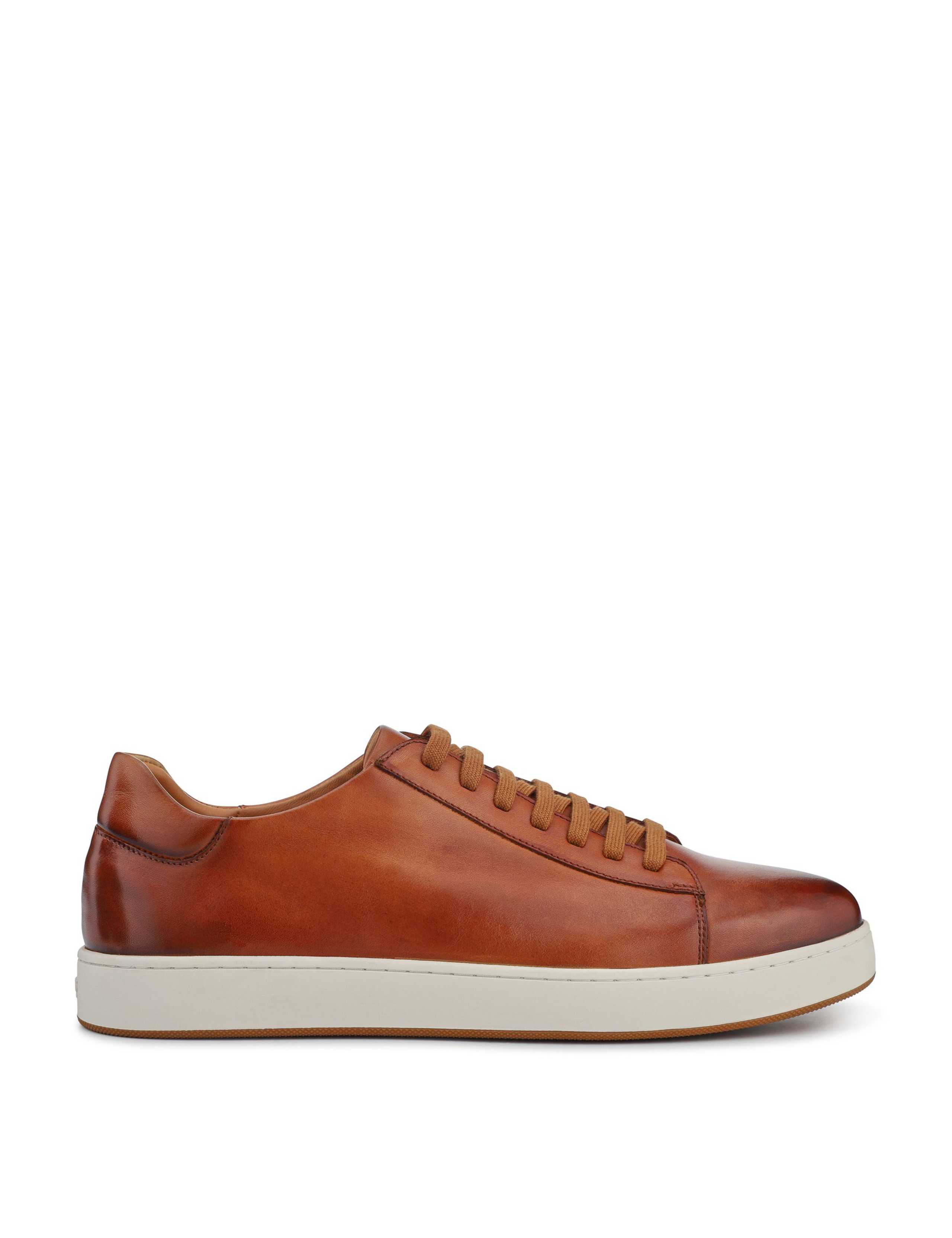 Wide Fit Leather Lace Up Trainers