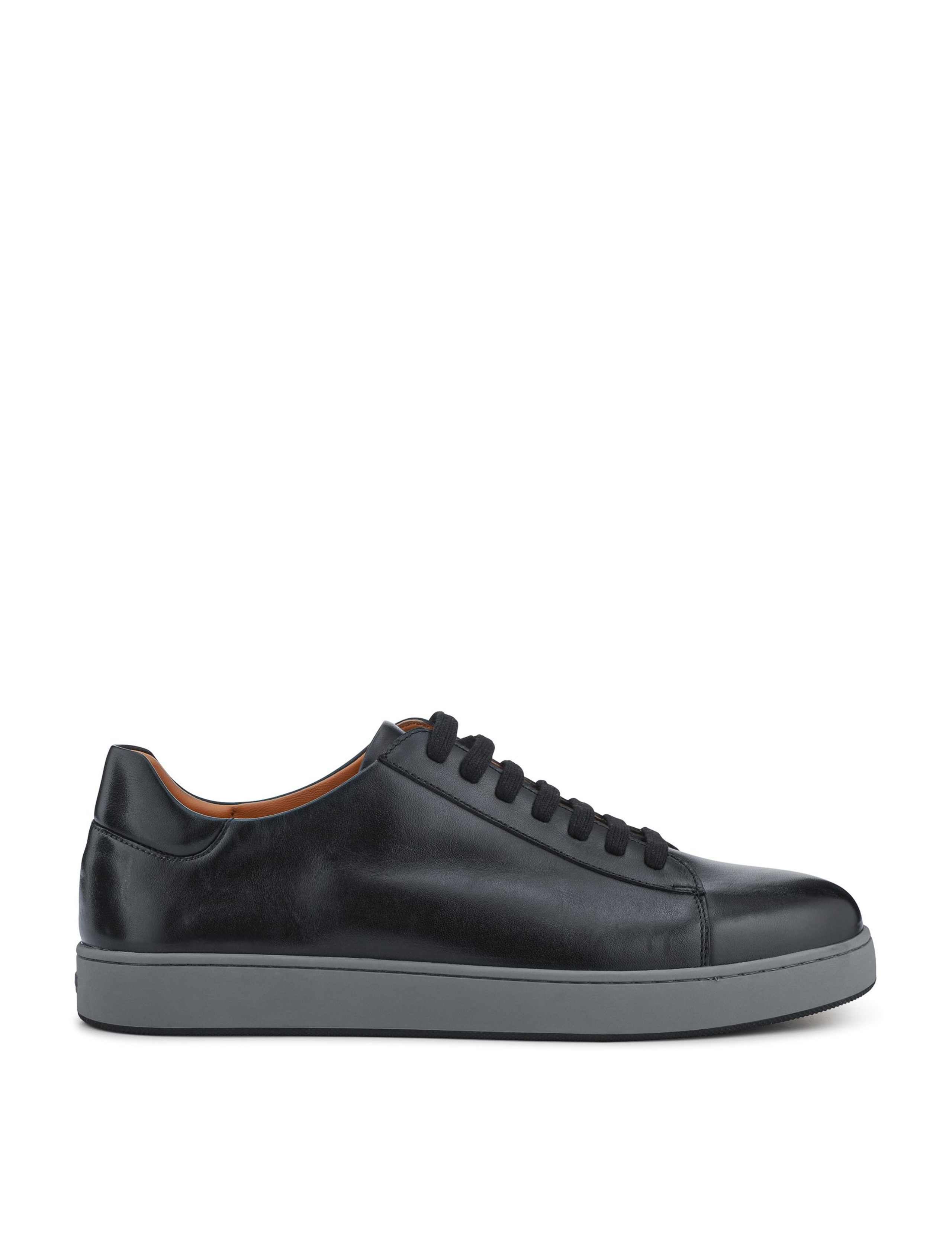 Wide Fit Leather Lace Up Trainers