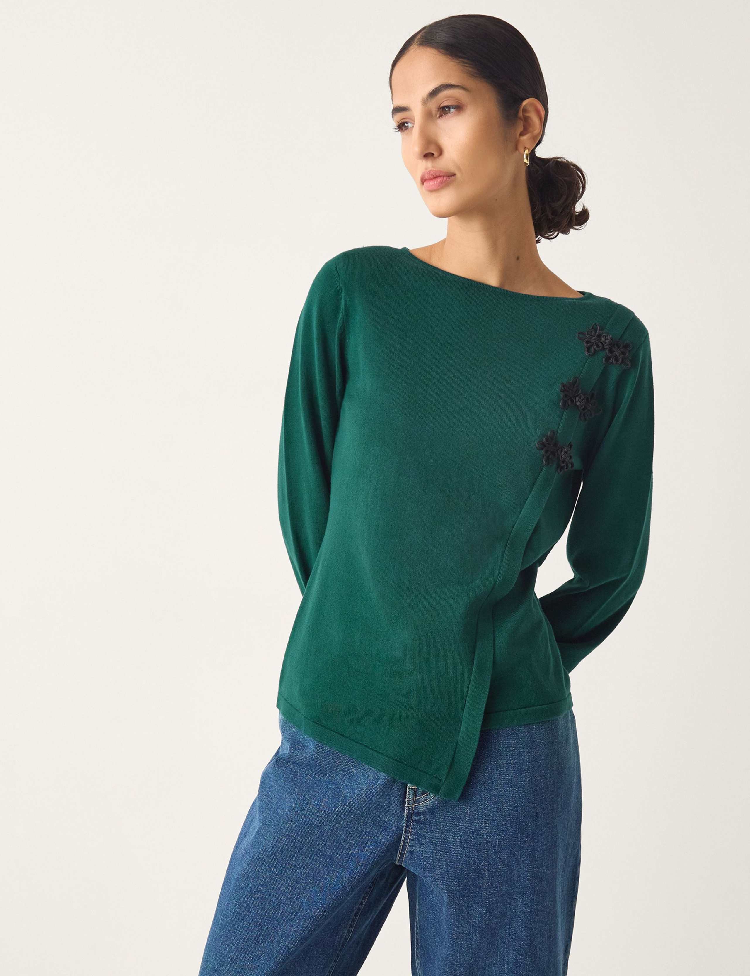 Textured Button Detail Jumper