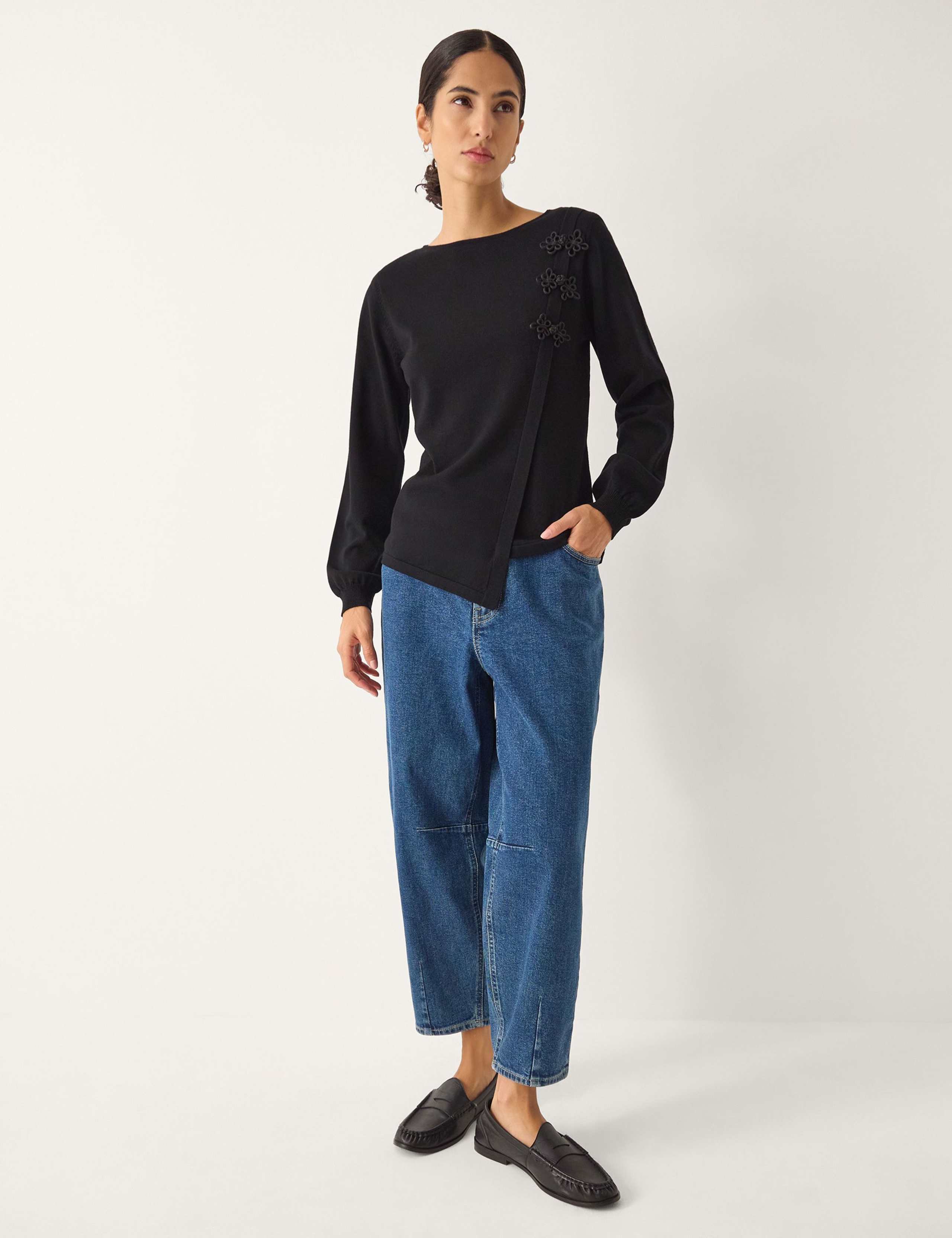 Textured Button Detail Jumper