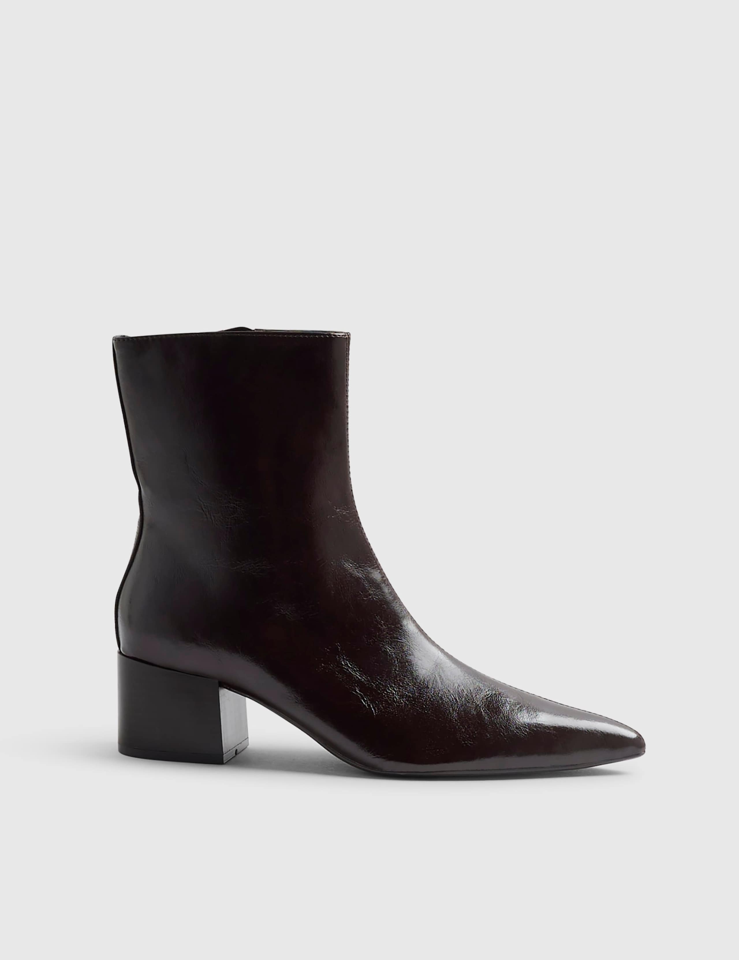 Block Heel Pointed Ankle Boots
