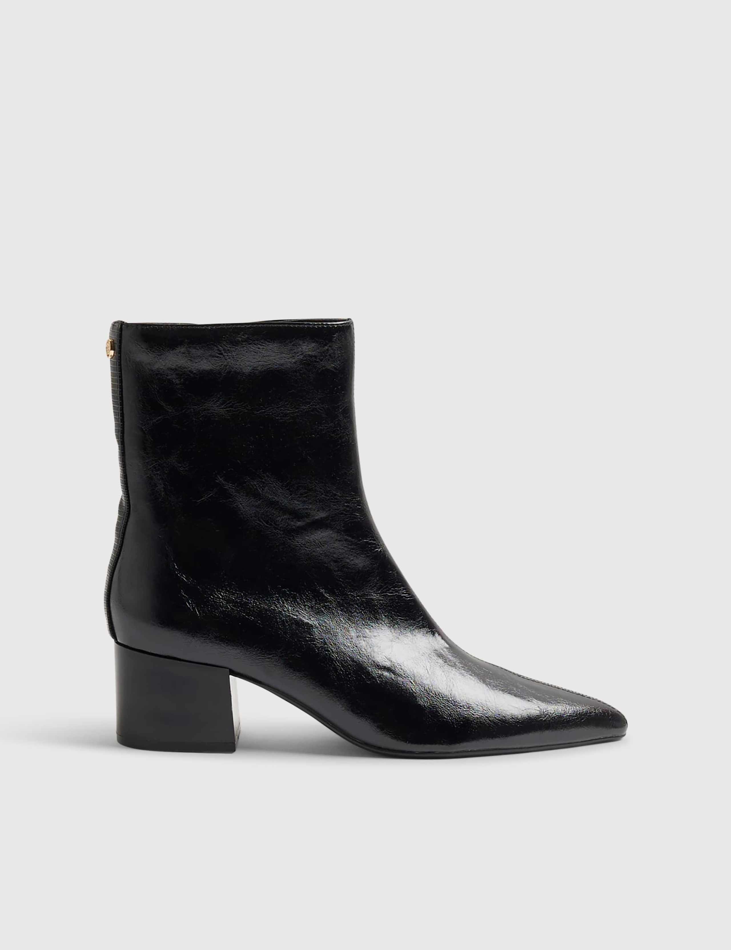 Block Heel Pointed Ankle Boots