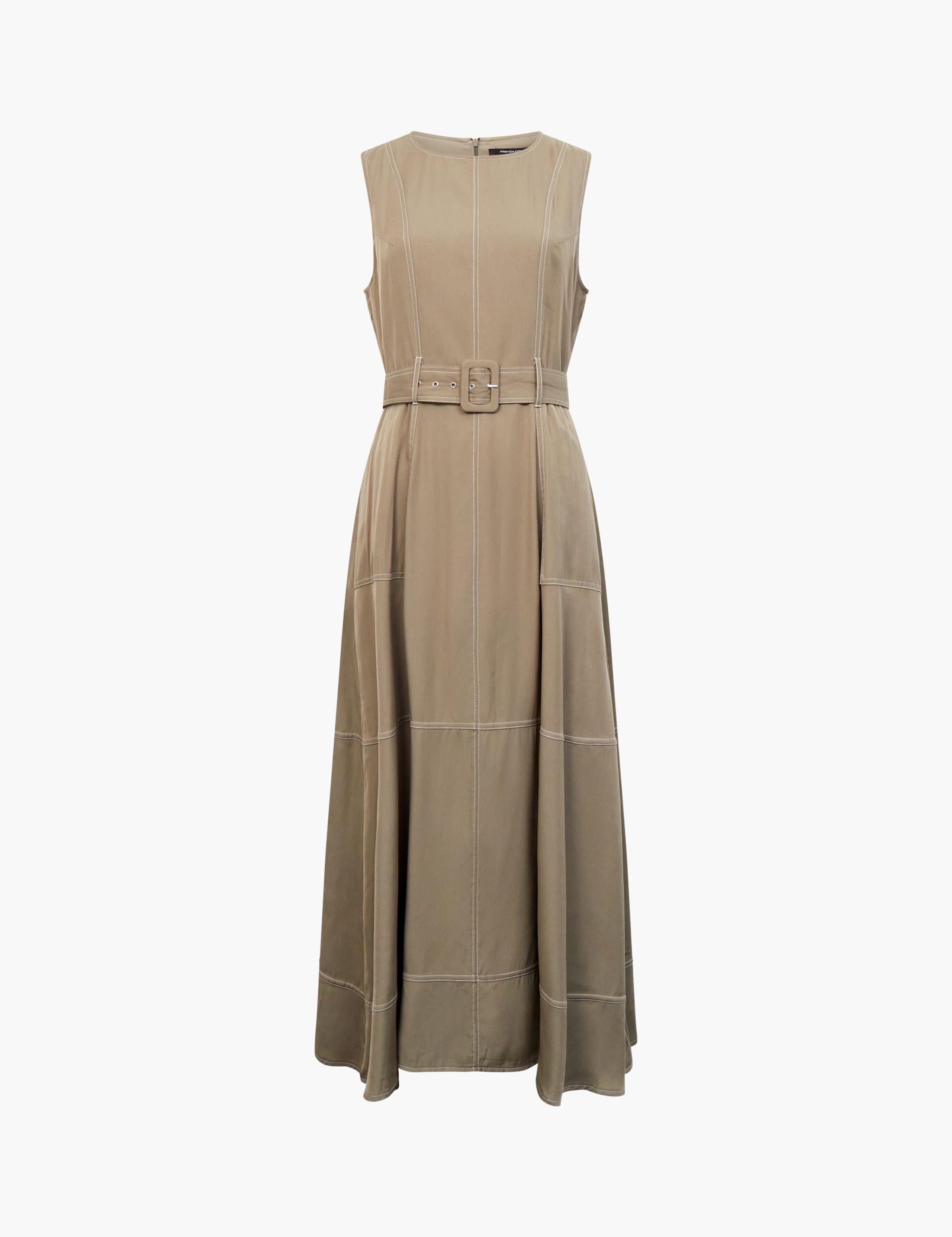 Cupro Belted Maxi Waisted Dress