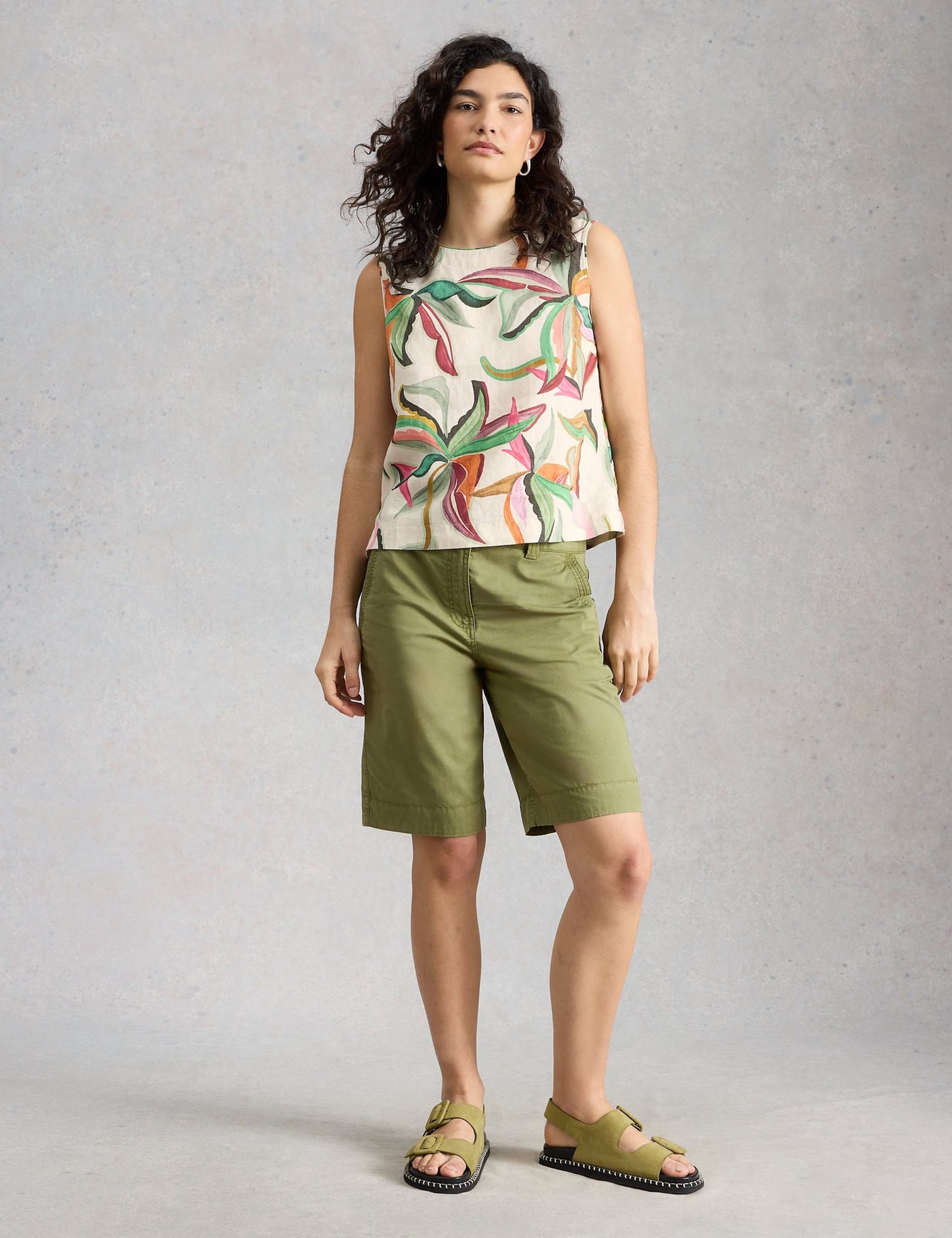 Pure Linen Floral Vest Top