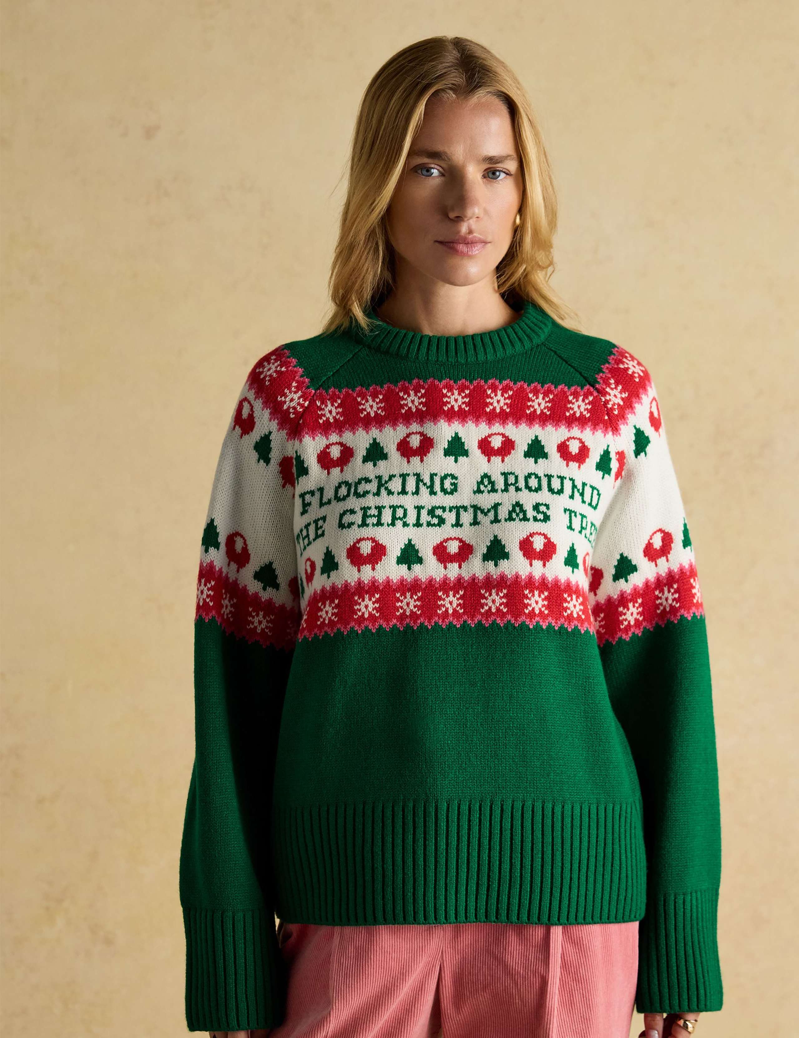 Embroidered Crew Neck Jumper with Wool