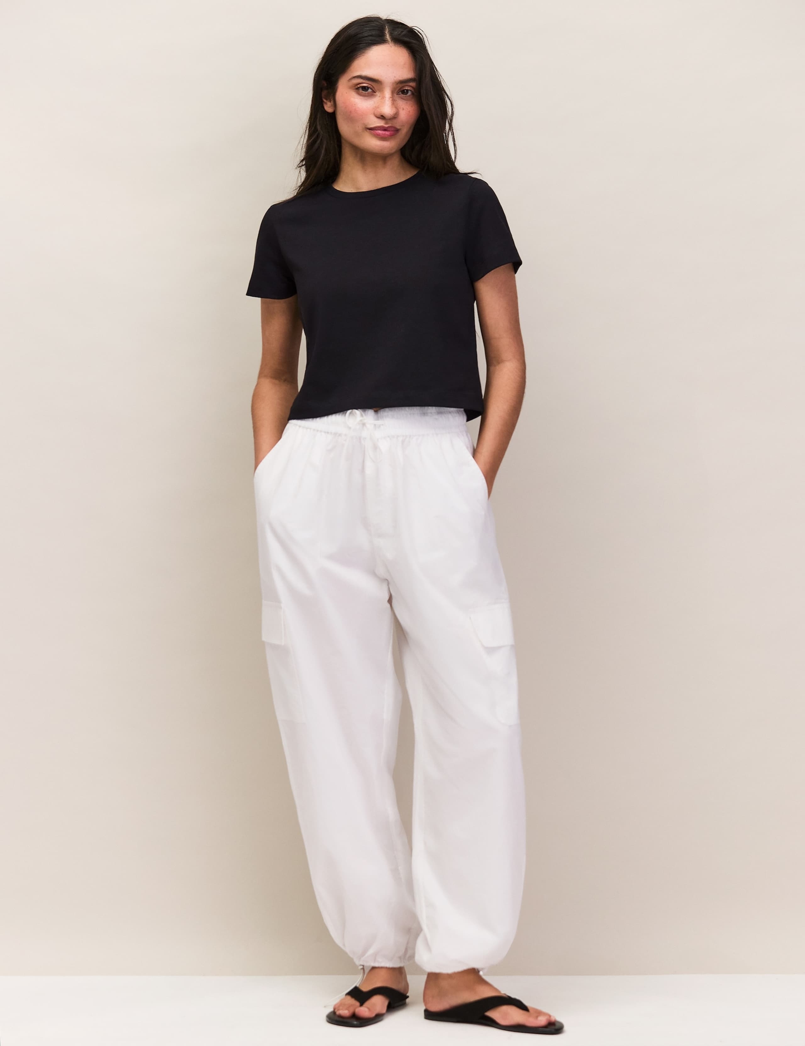 Pure Cotton Cargo Cuffed Trousers