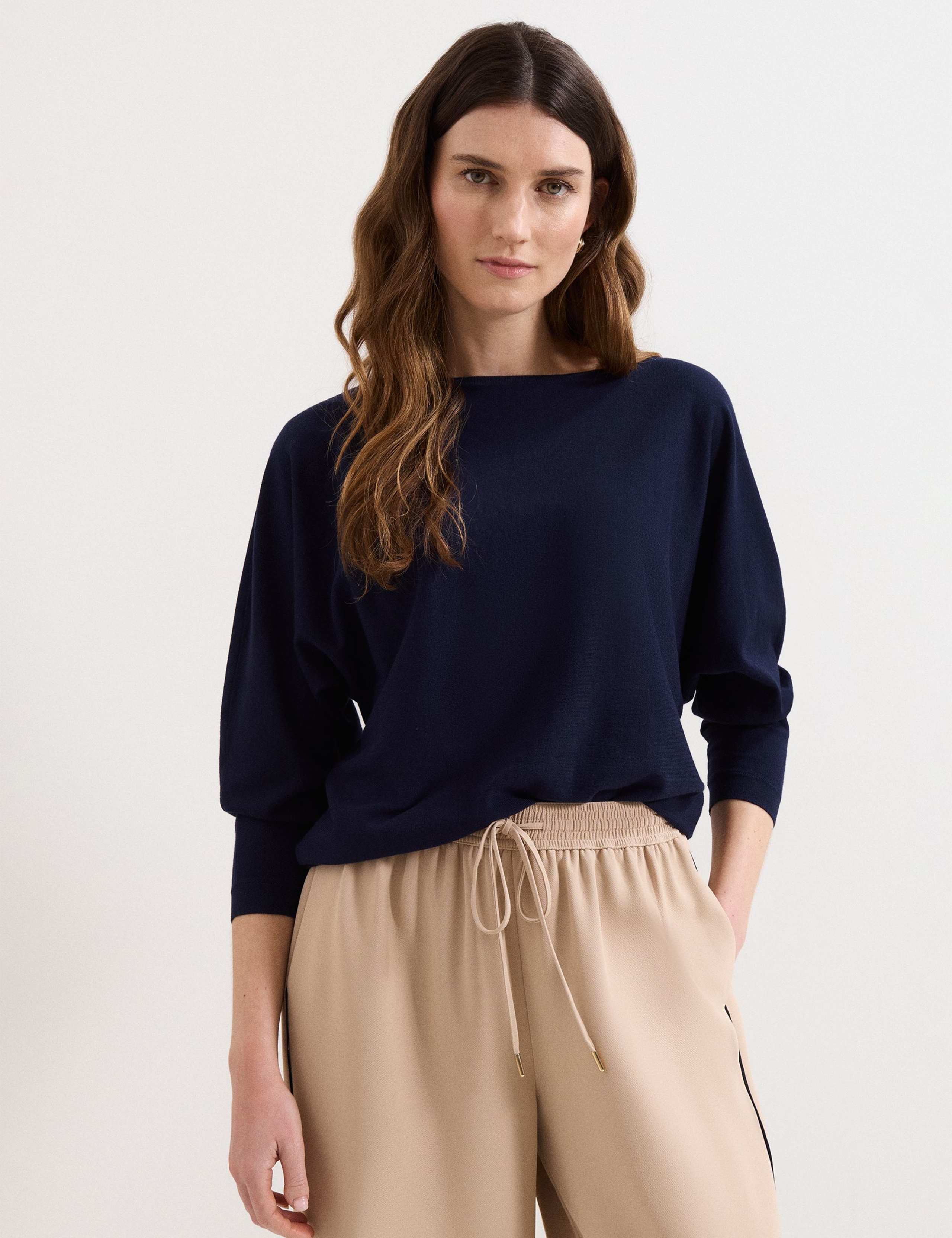 Slash Neck Batwing Longline Jumper