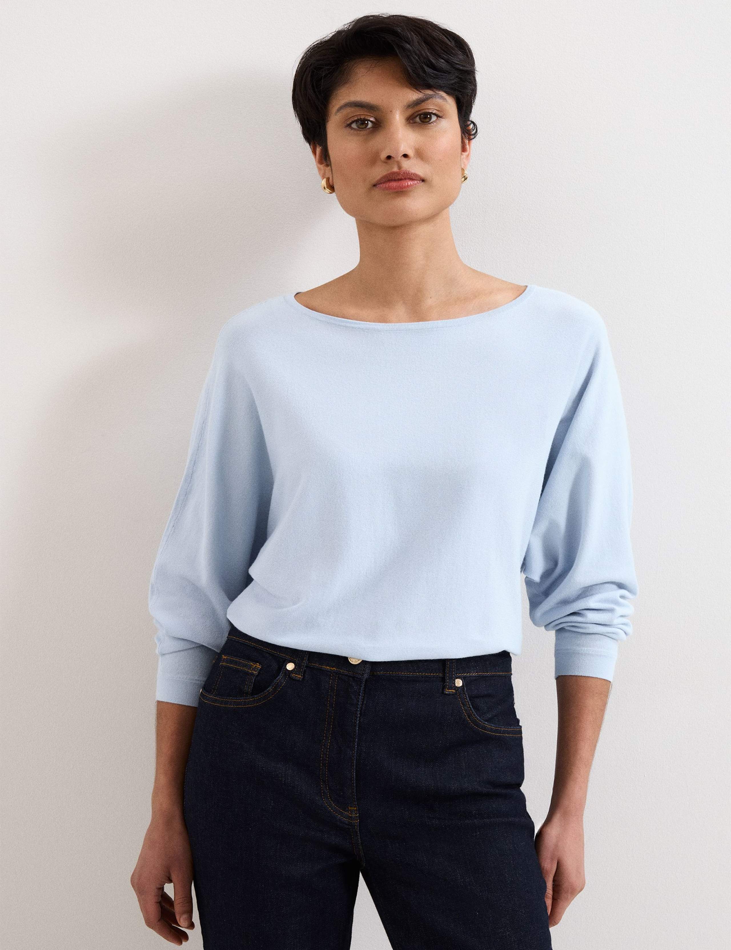 Slash Neck Batwing Longline Jumper