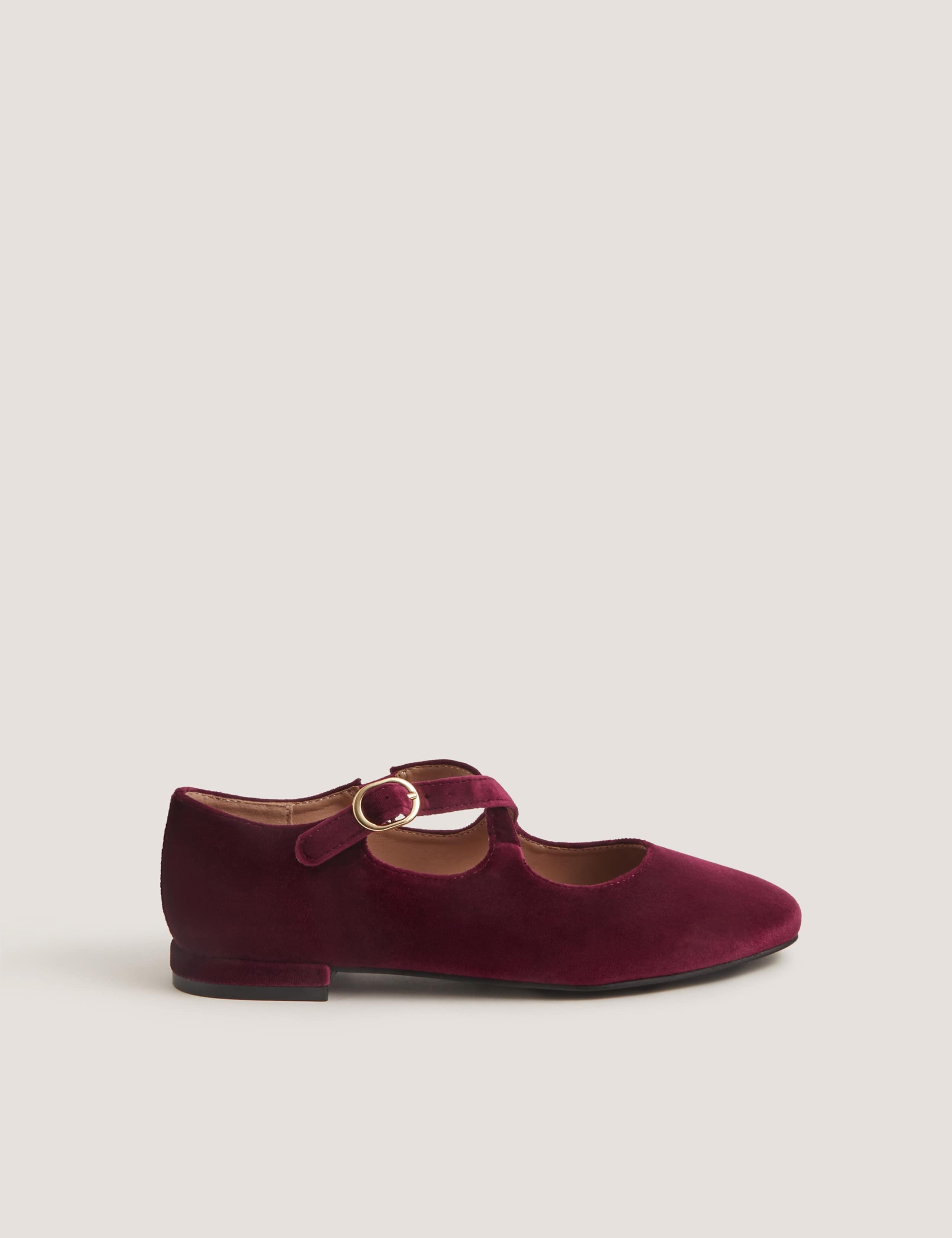 Velvet Flat Mary Jane Ballet Pumps