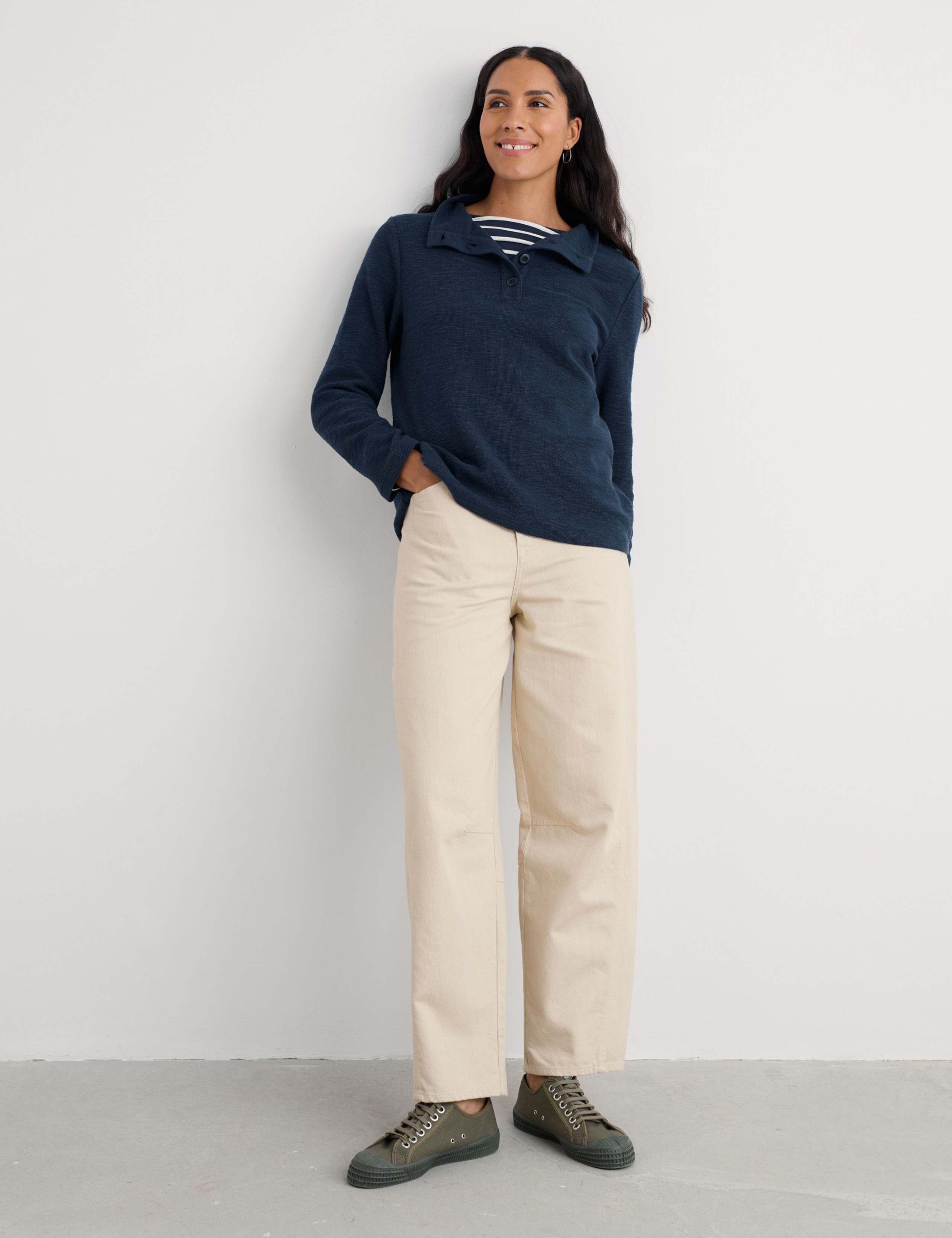 Pure Cotton Funnel Neck Sweatshirt