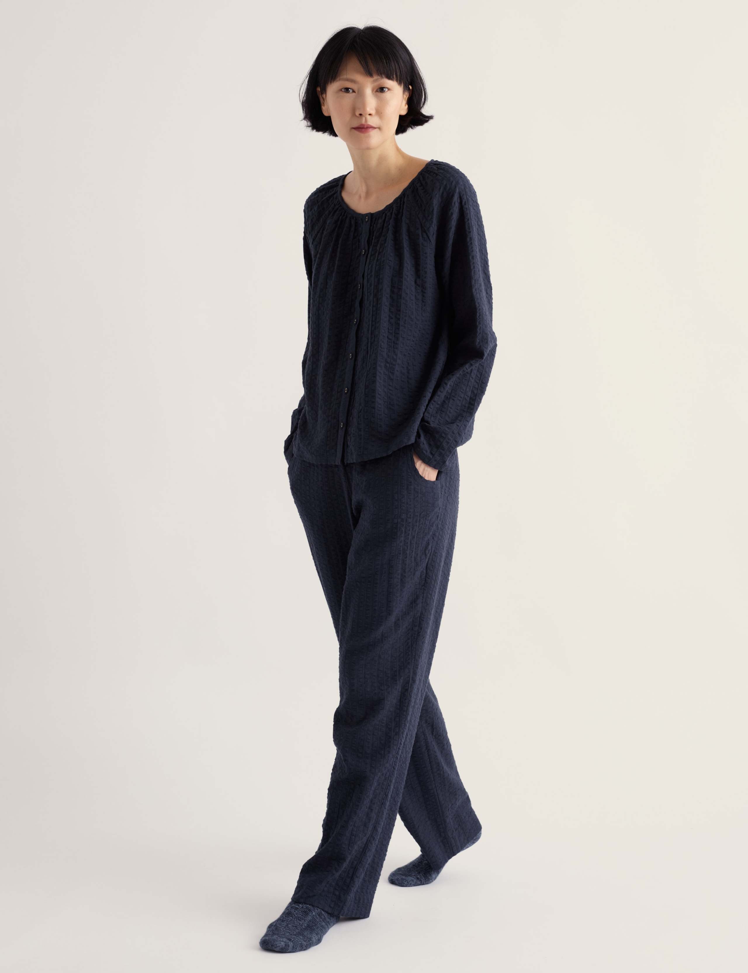 Pure Cotton Textured Pyjama Set