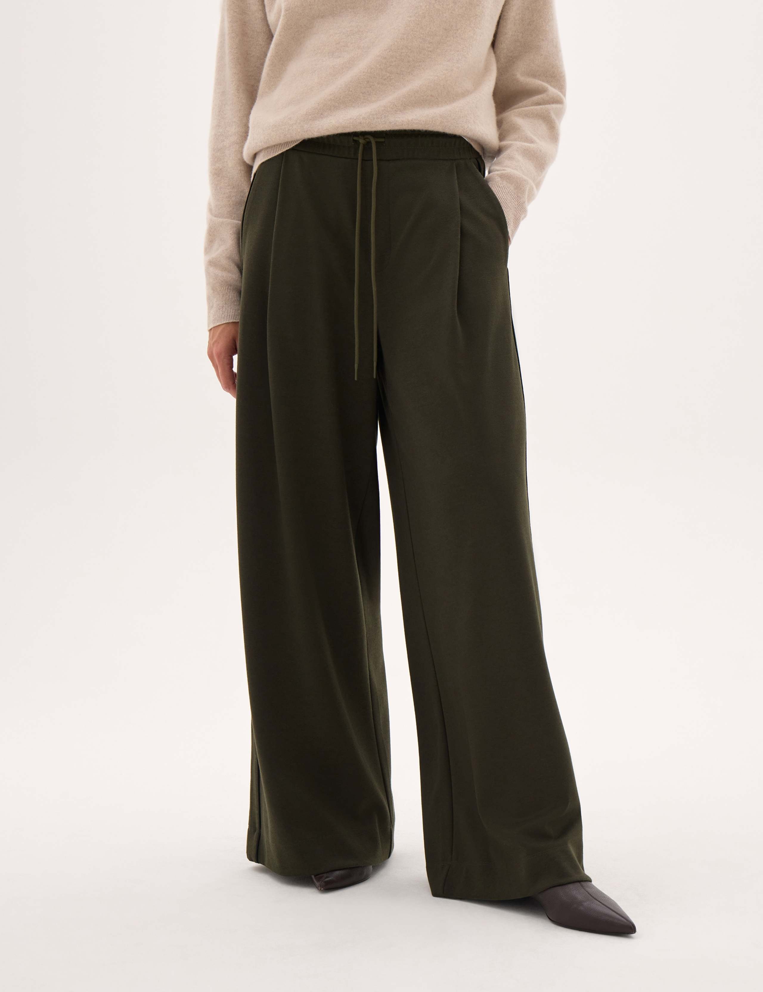 Piped Wide Leg Trousers