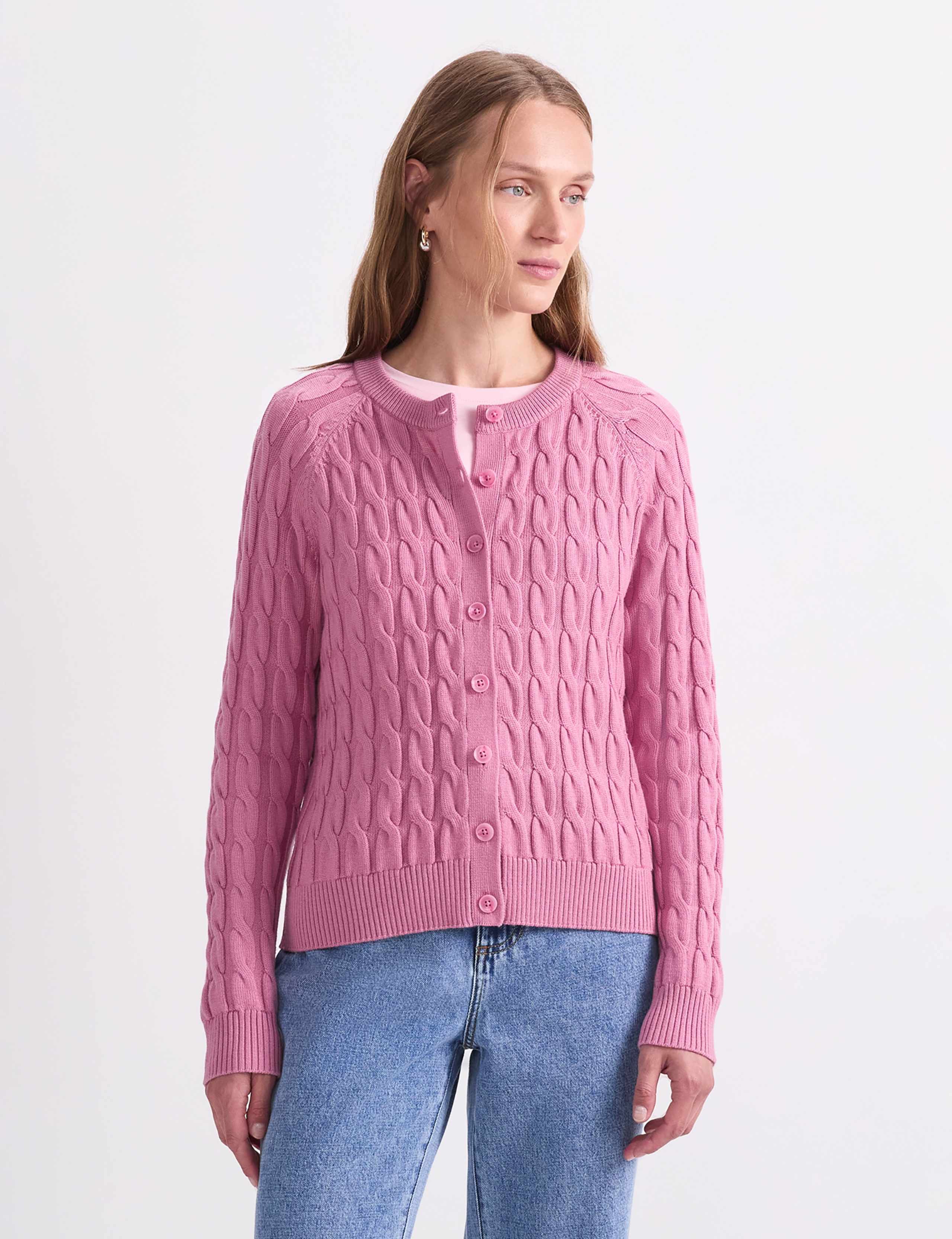 Pure Merino Wool Cable Knit Cardigan