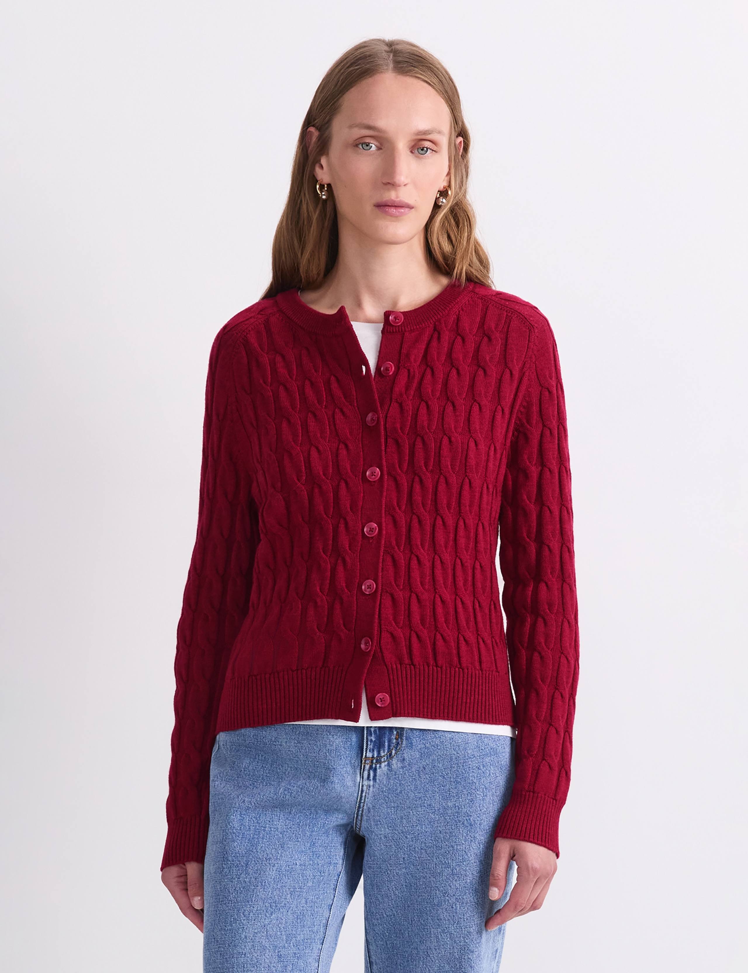Pure Merino Wool Cable Knit Cardigan