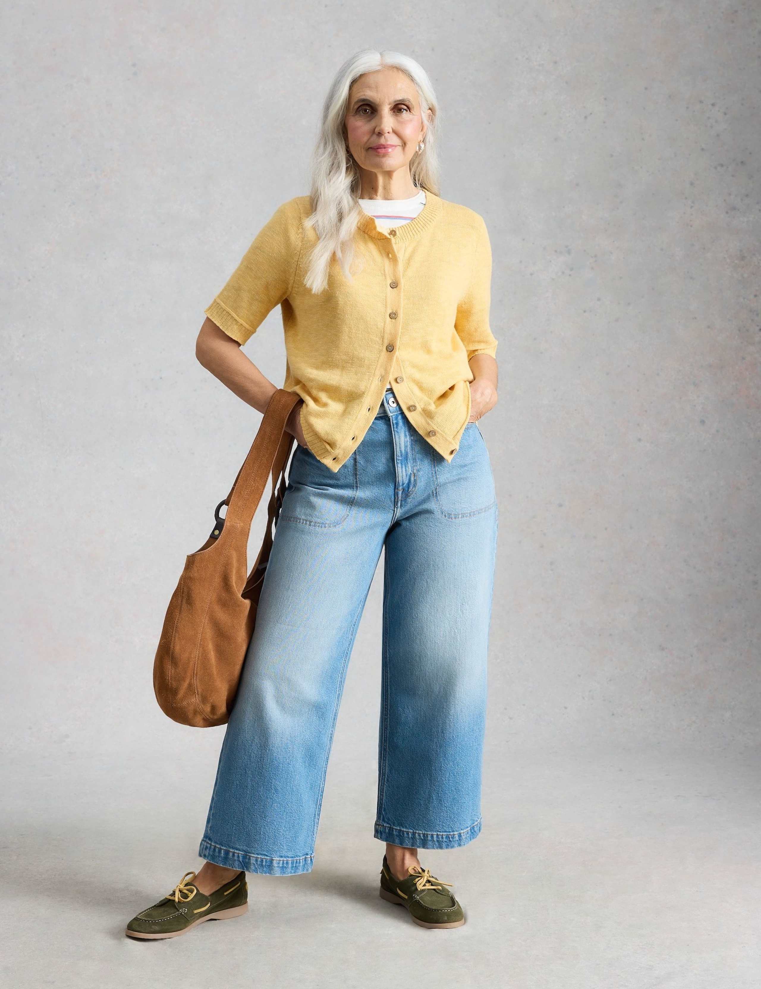 Cotton Rich Crew Neck Button Front Cardigan