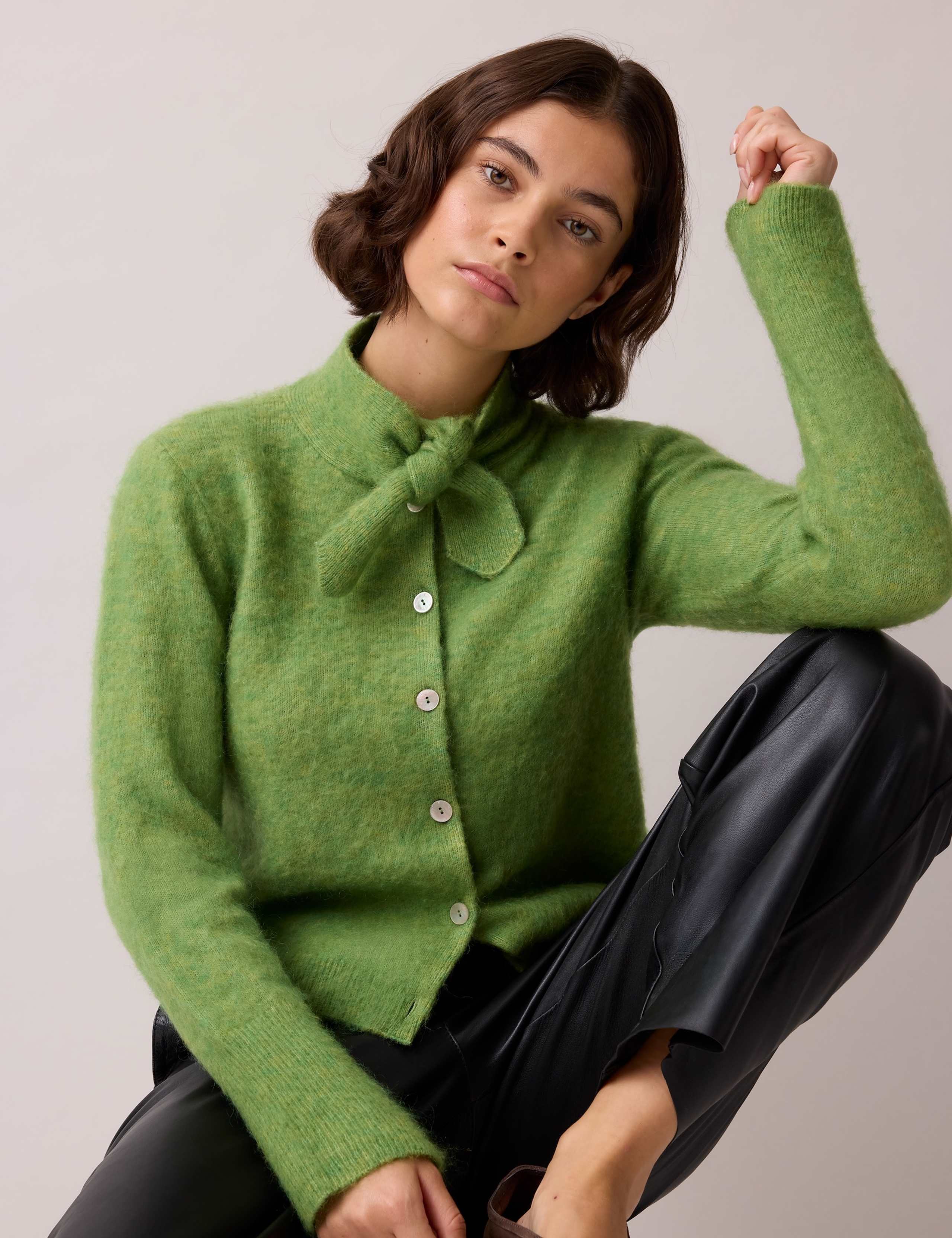 Wool Blend Cropped Cardigan