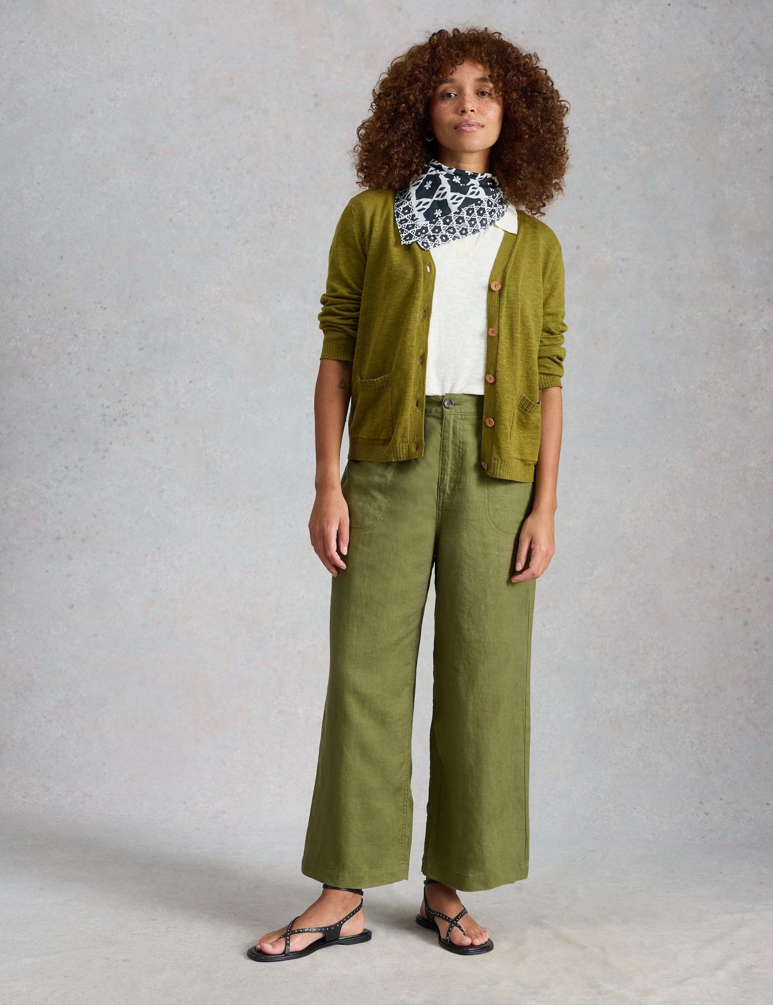 Cotton Rich V-Neck Cardigan with Linen