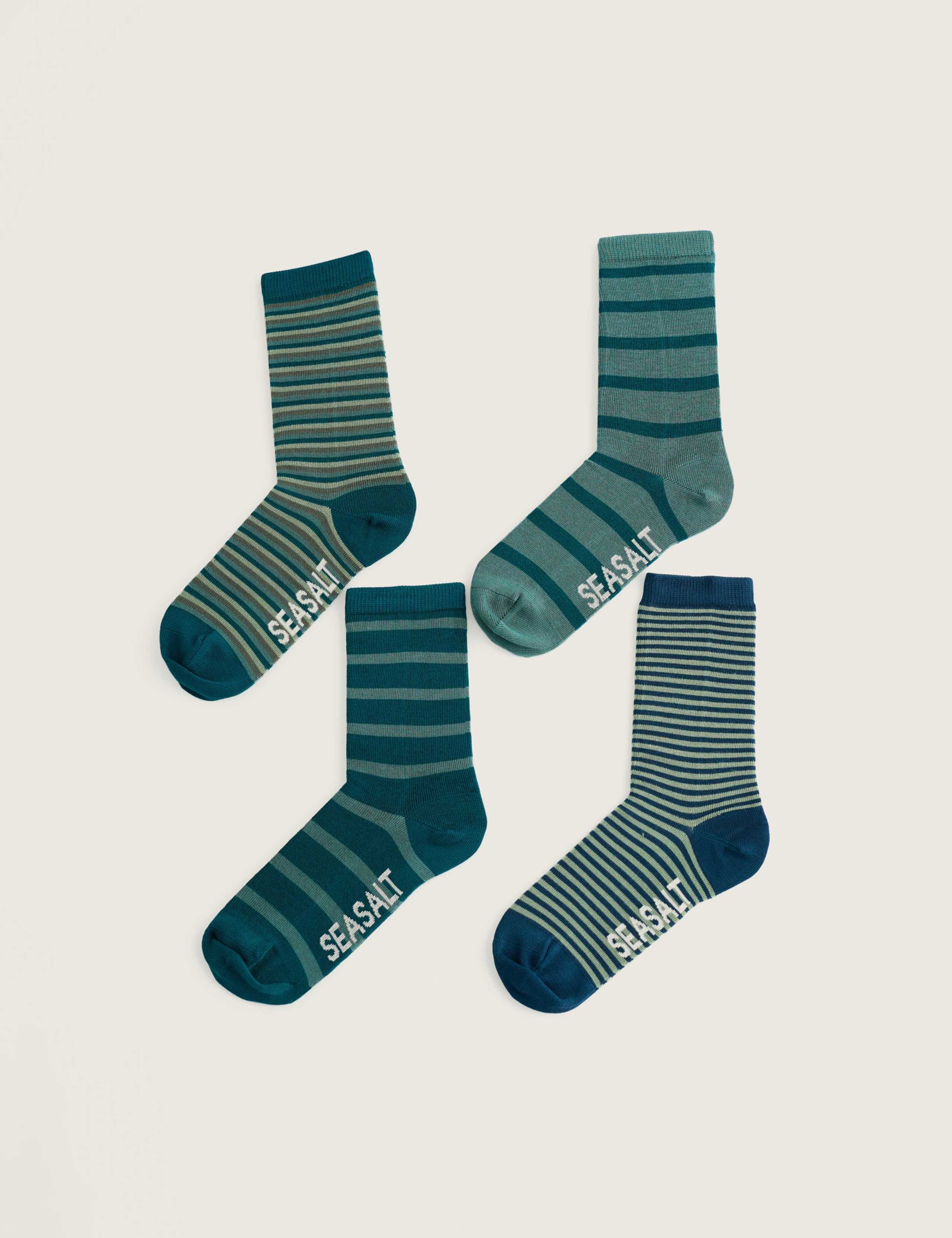 4 Pack Stripe Ankle High Socks