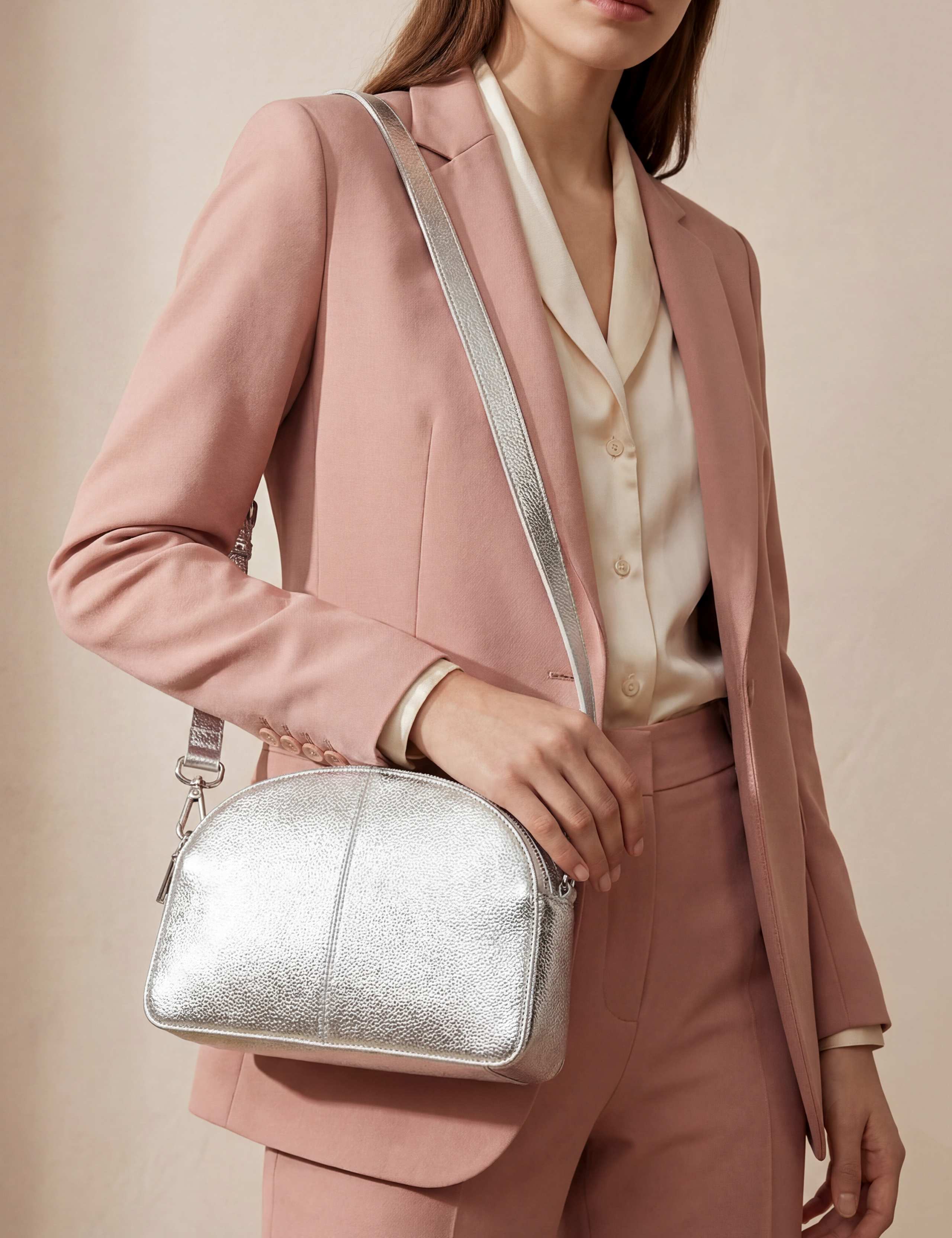 Leather Metallic Cross Body Bag