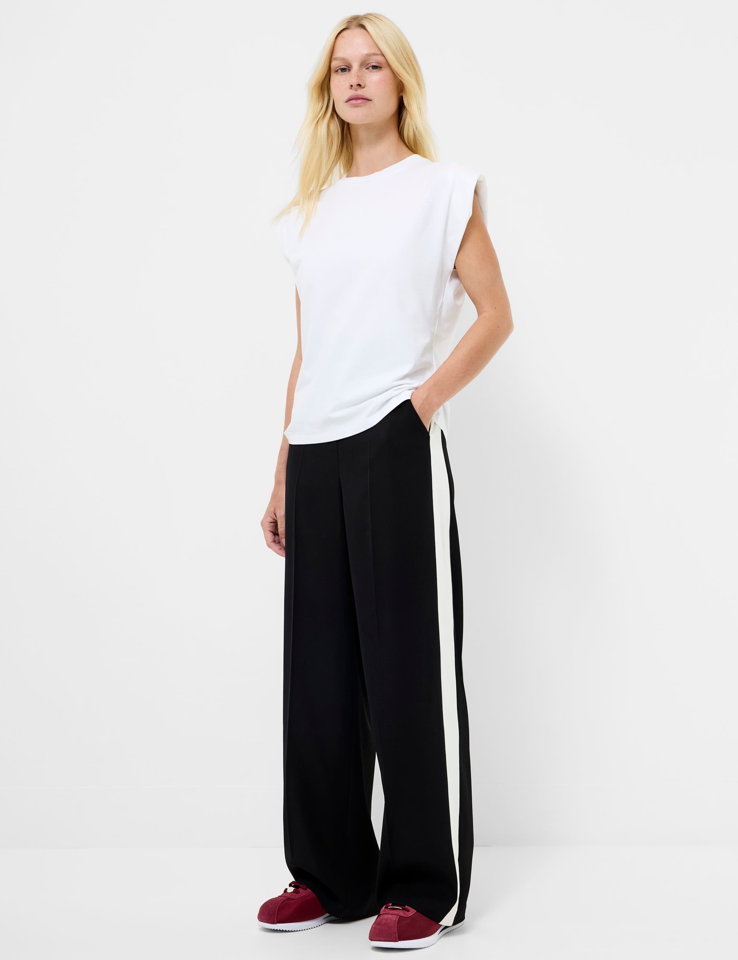 Side Stripe Straight Leg Trousers