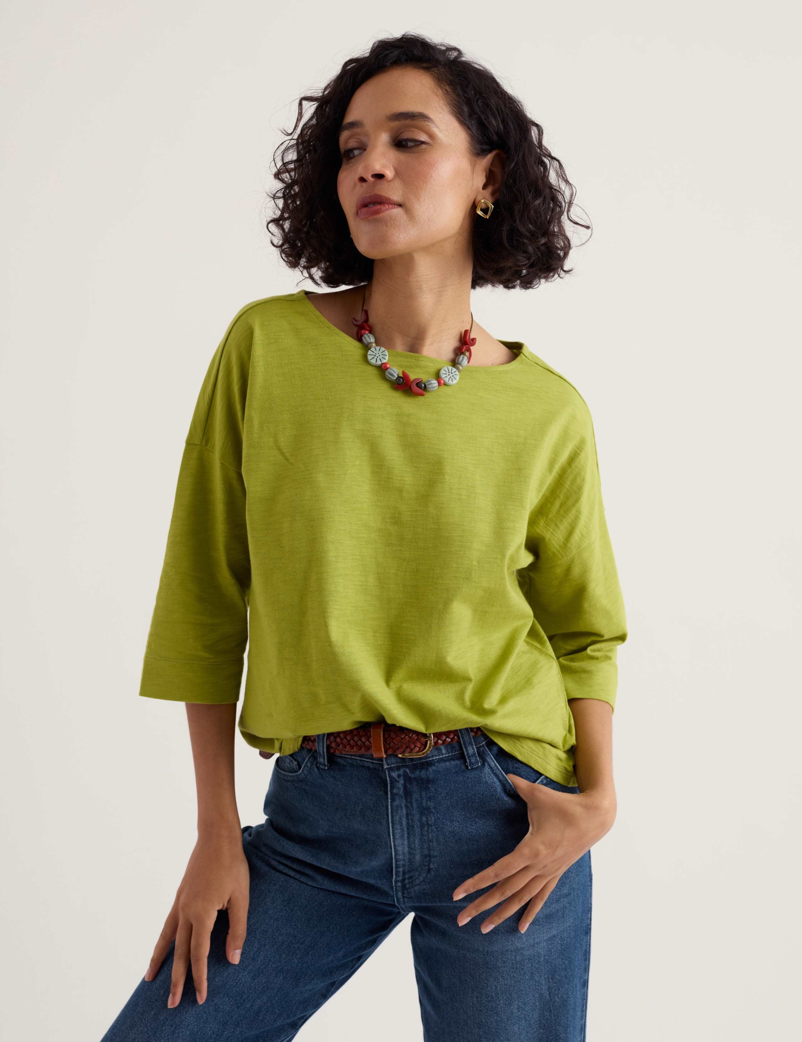 Pure Cotton Slash Neck Top