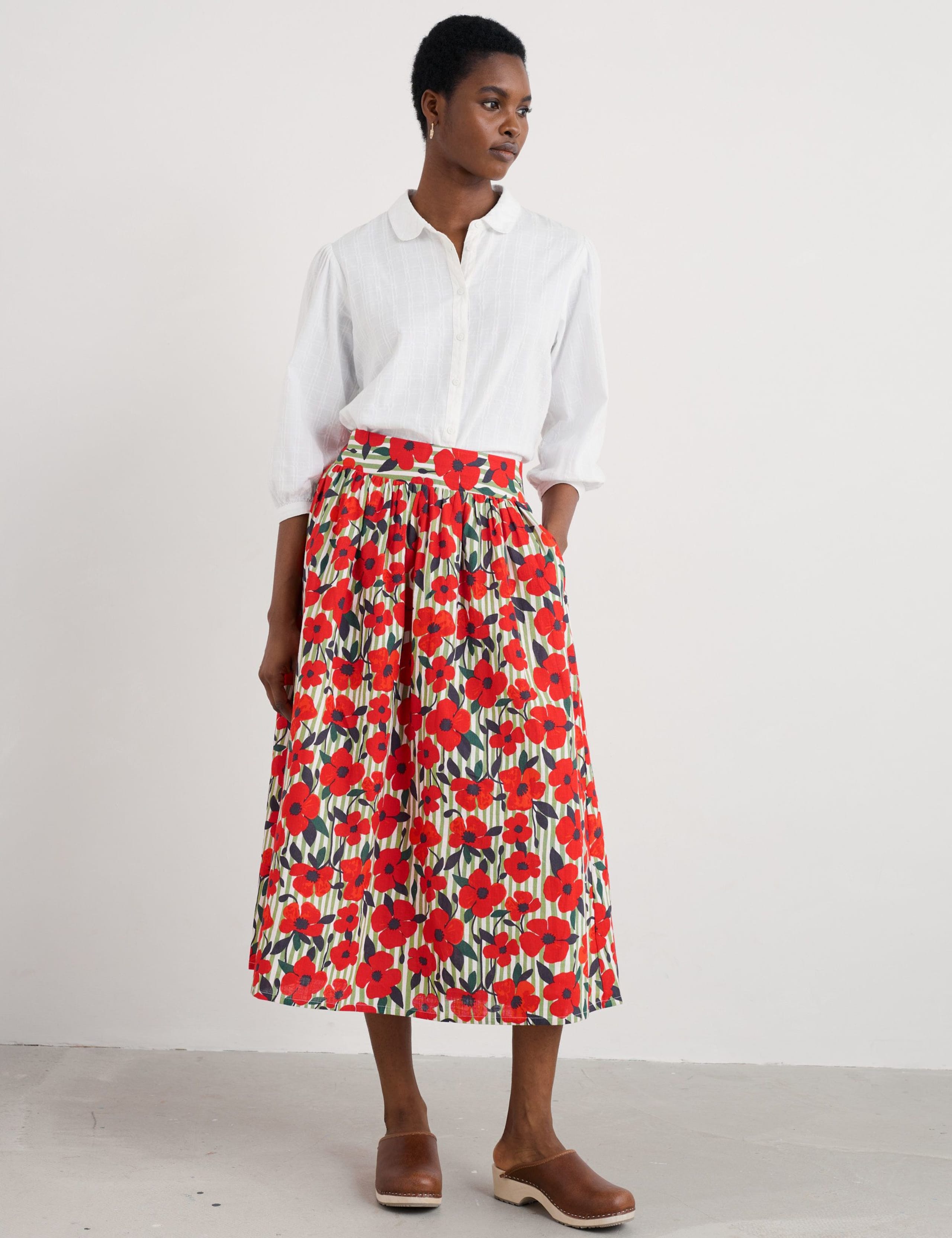 Pure Cotton Checked Collared Blouse