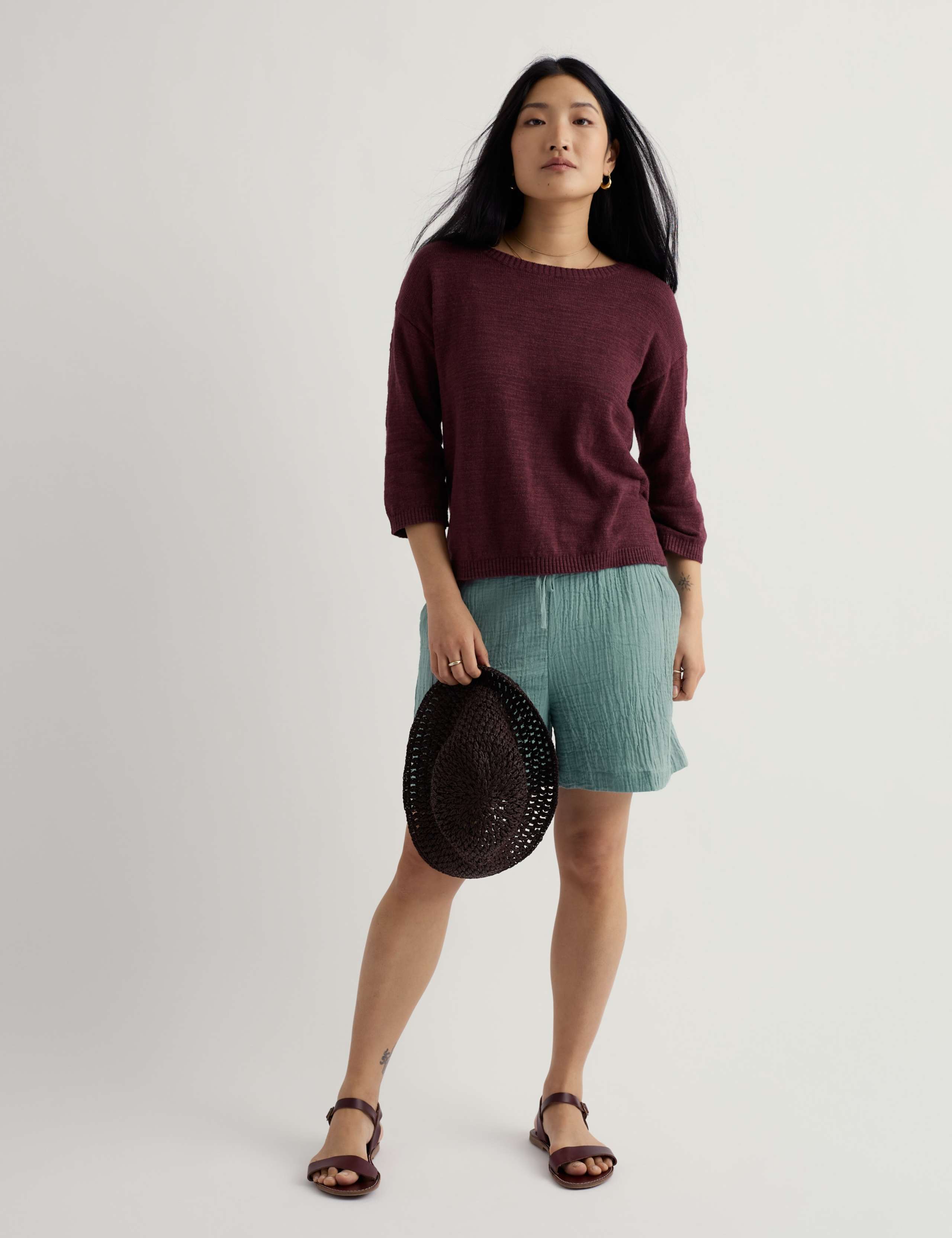 Cotton Rich Crew Neck Relaxed Jumper