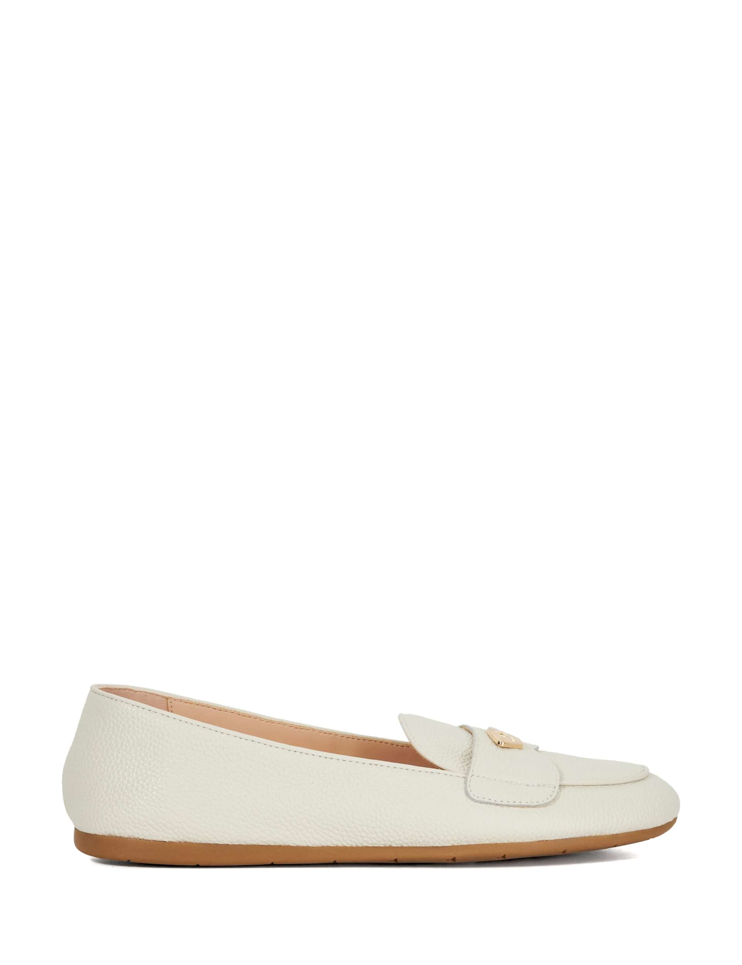 Leather Hardware Detail Flat Loafers
