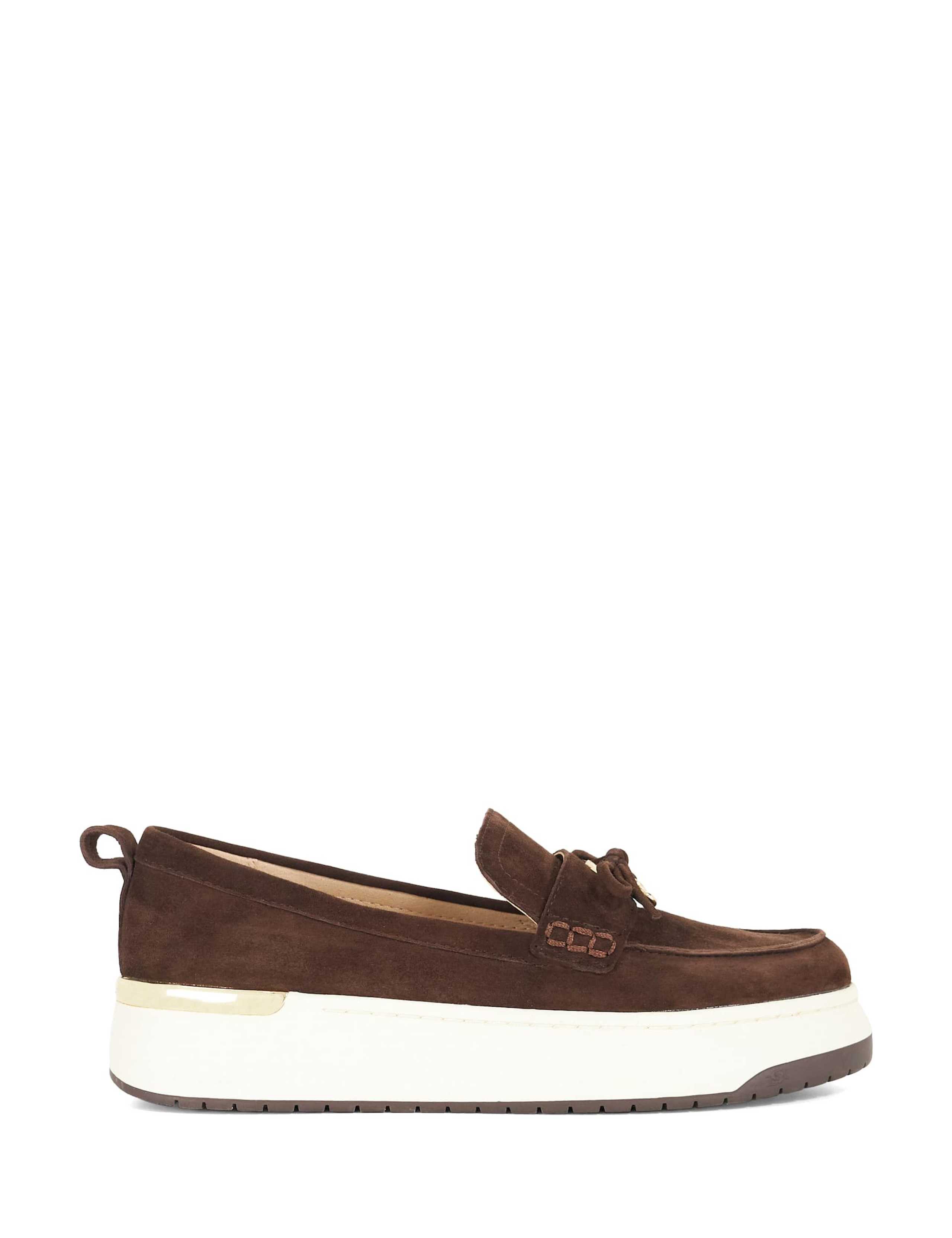 Suede Bow Flat Loafers