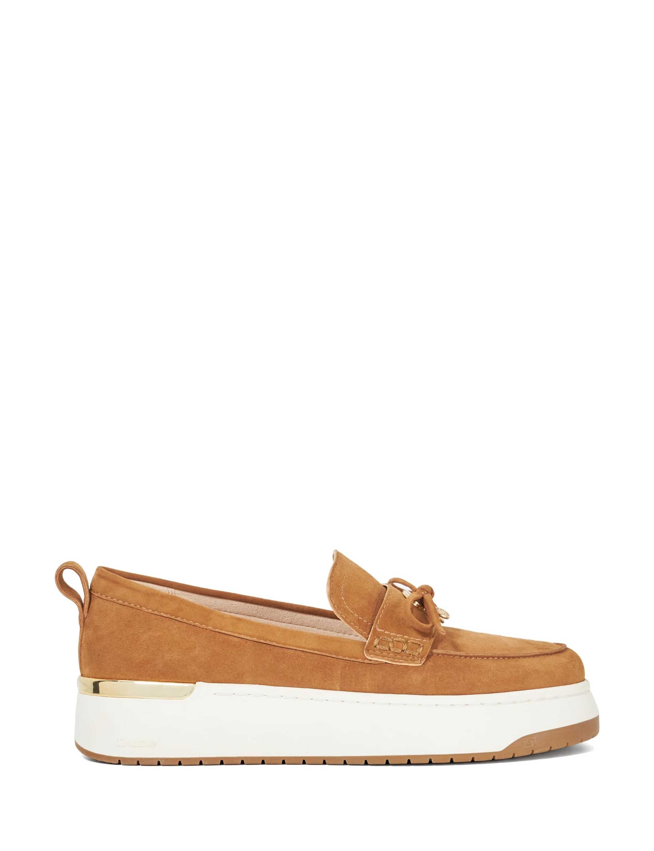 Suede Bow Flat Loafers