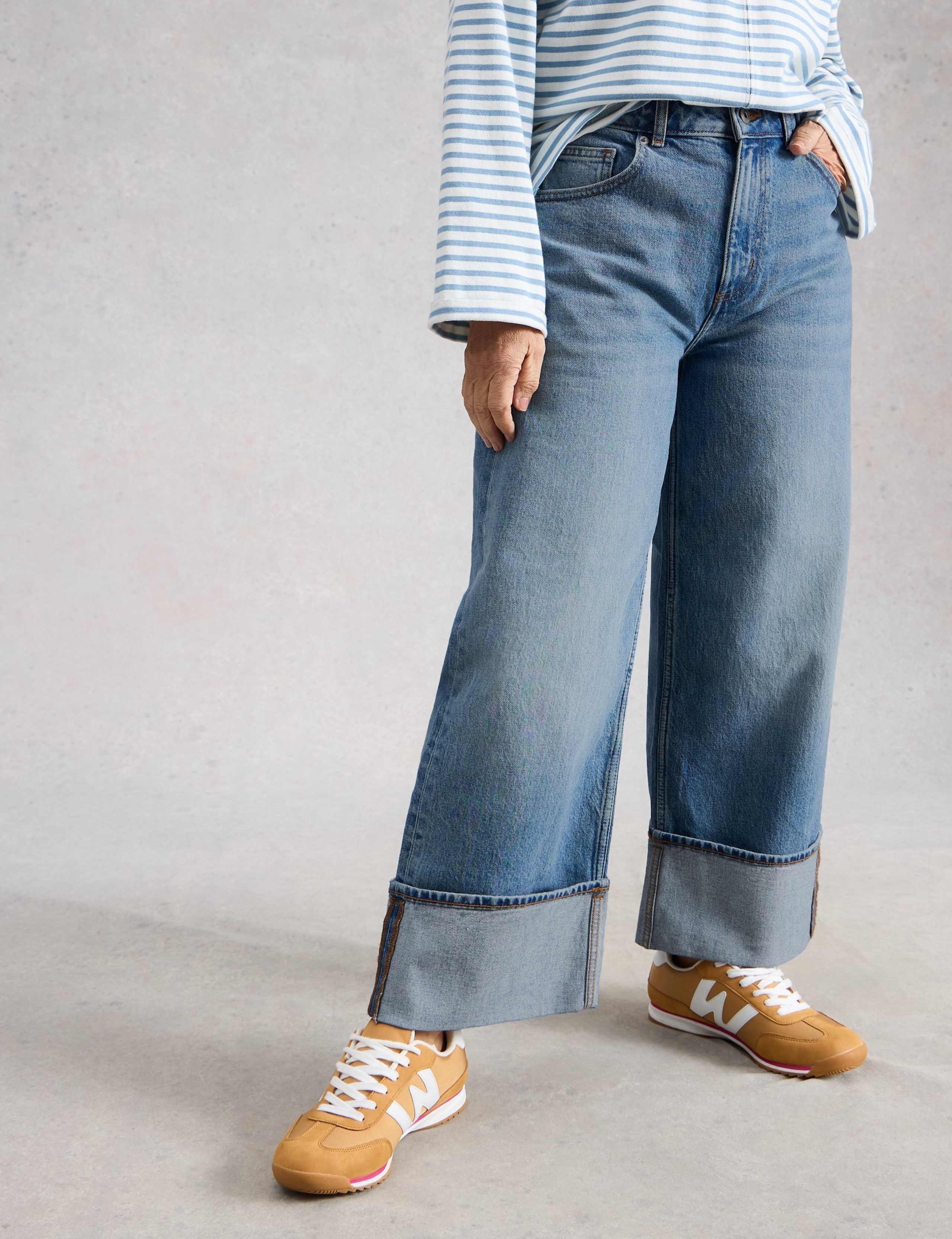Straight Leg Turn Up Ankle Grazer Jeans