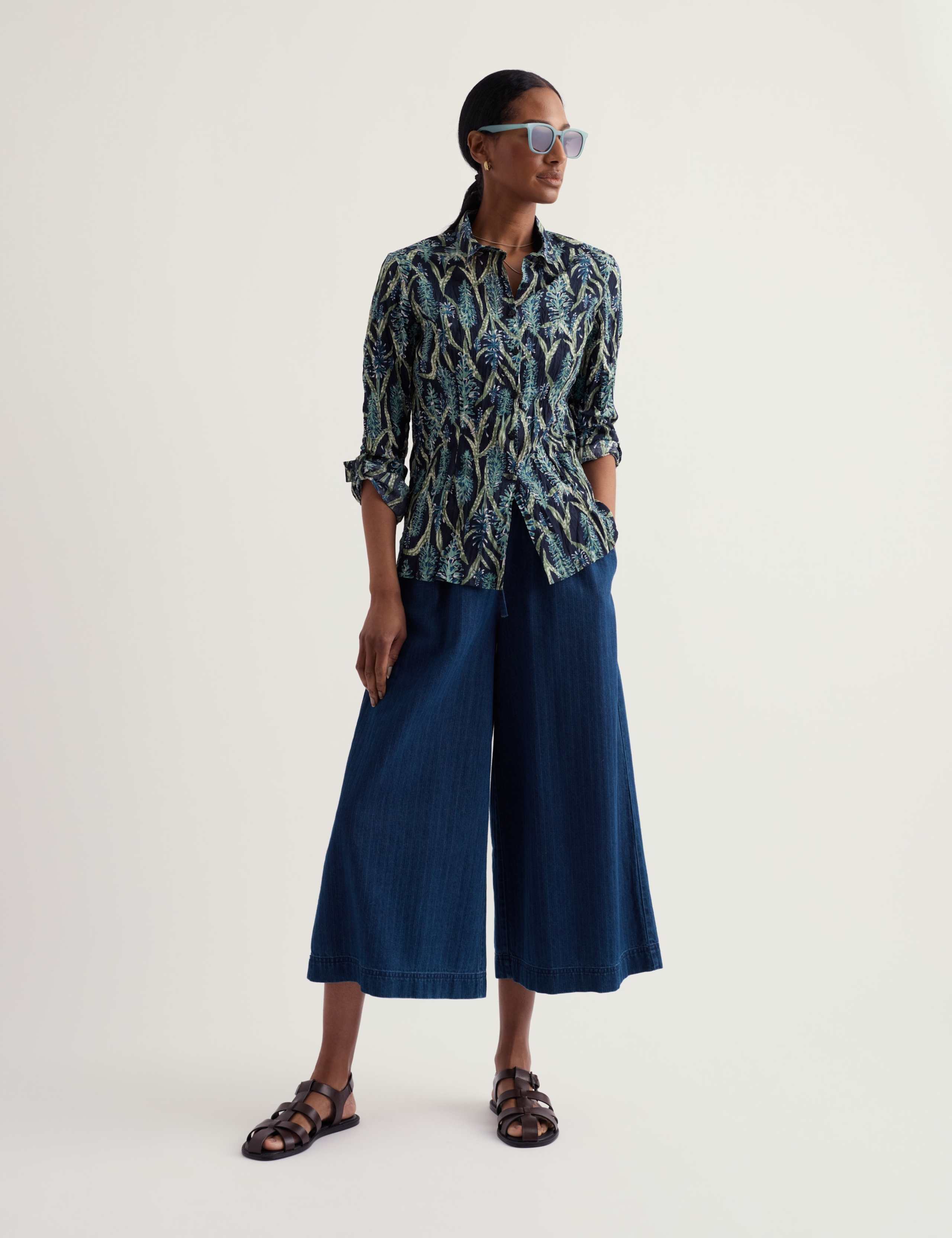 Pure Cotton Floral Crinkle Shirt