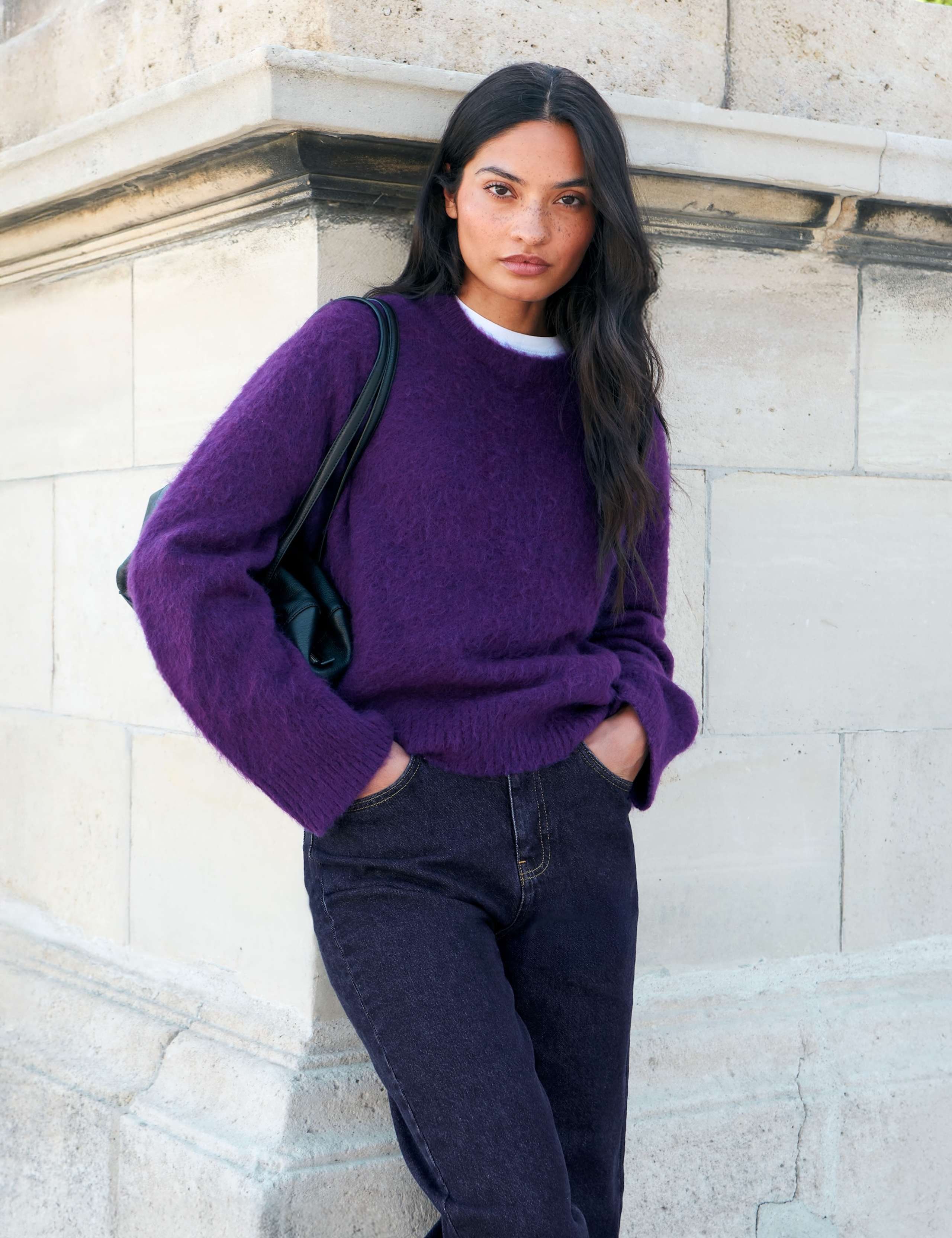Wool Blend Textured Jumper with Mohair
