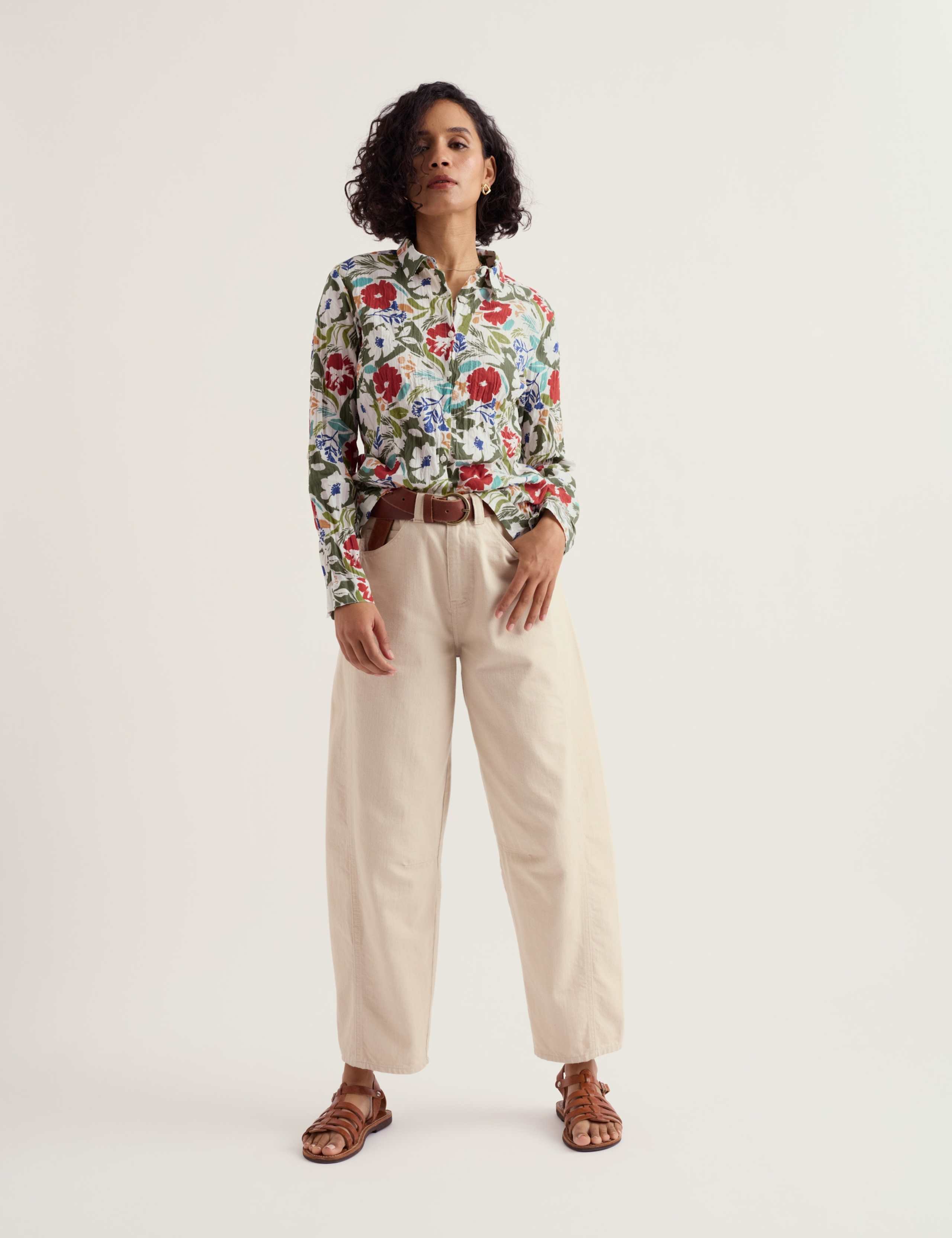 Pure Cotton Floral Crinkle Shirt