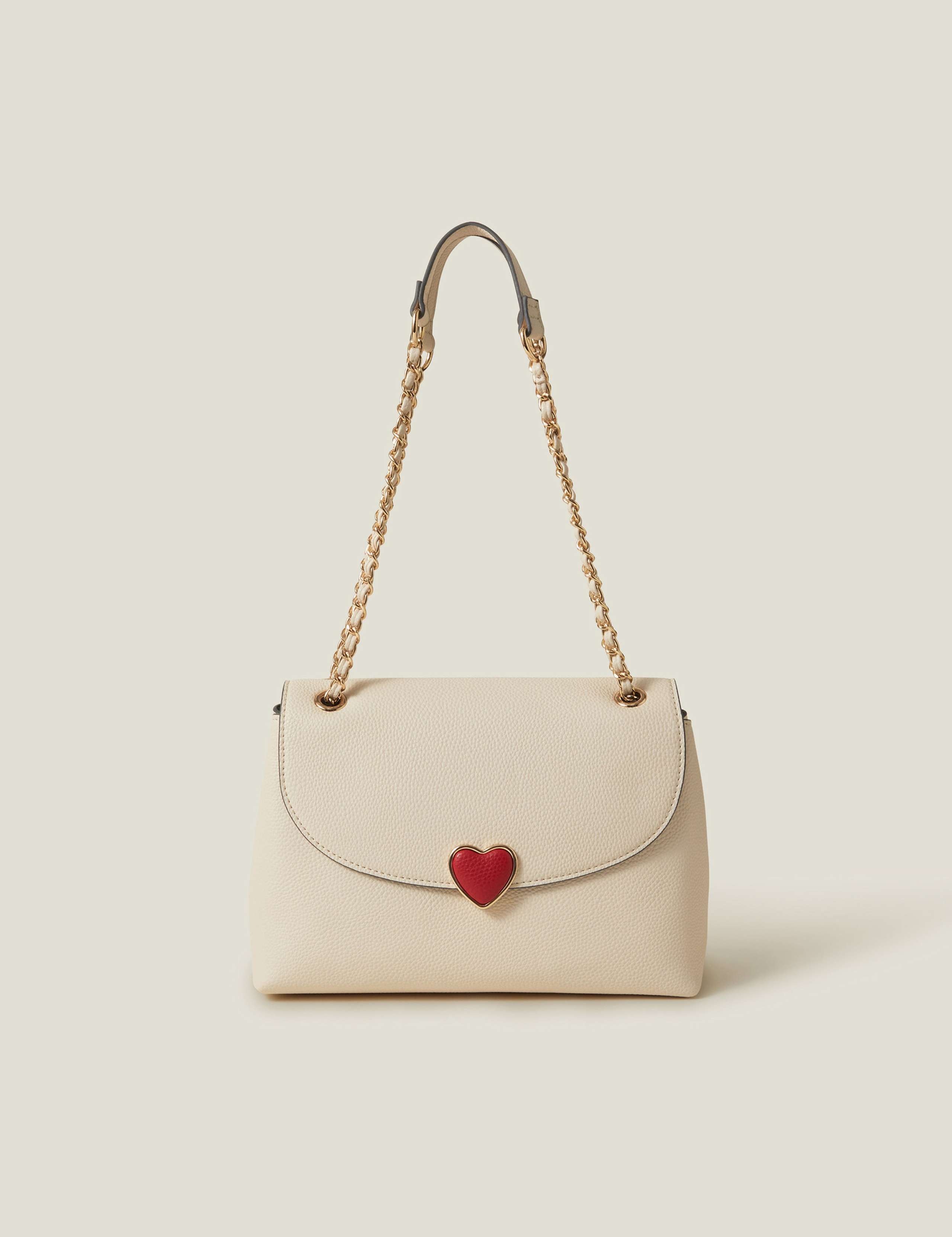 Faux Leather Heart Chain Strap Shoulder Bag