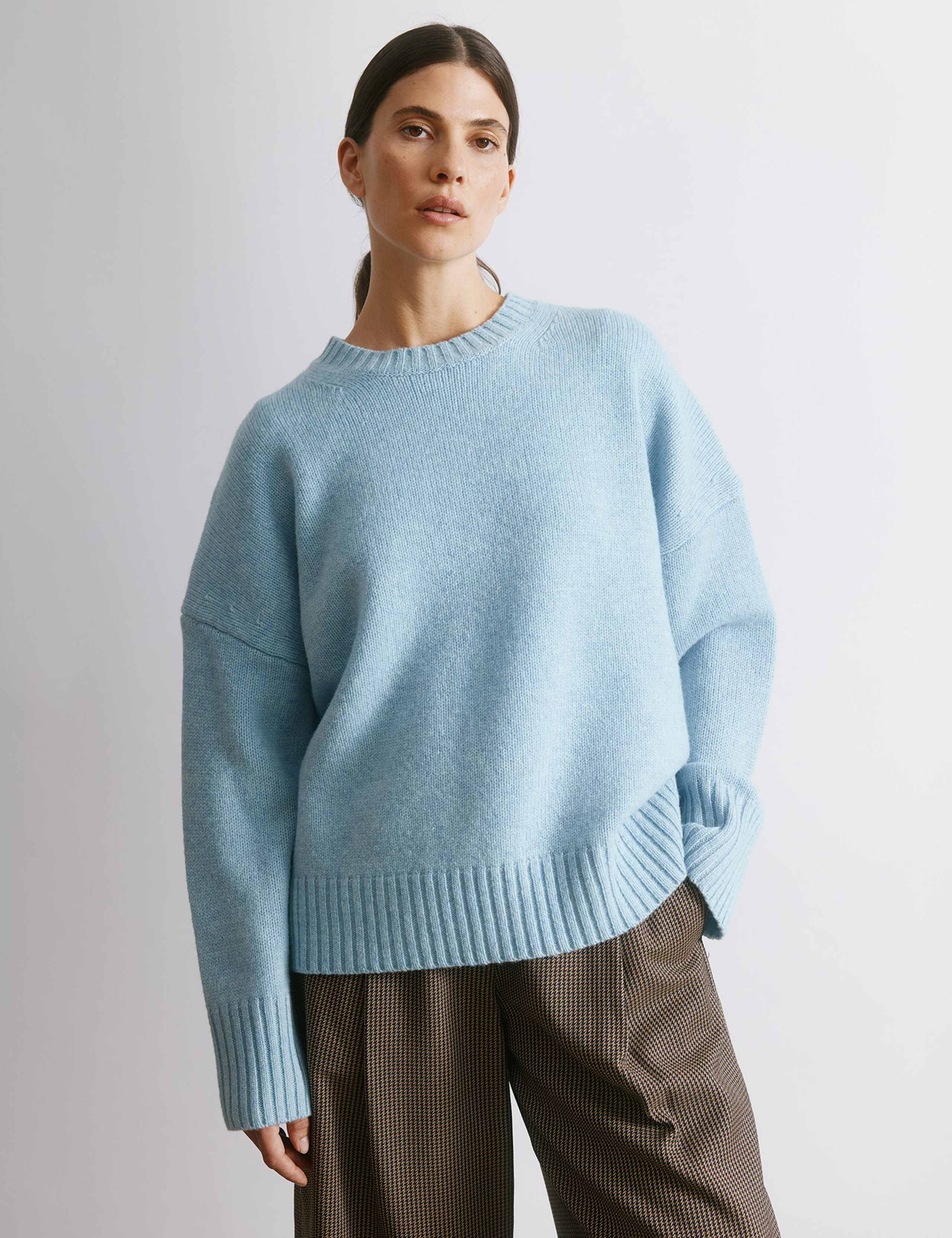 Pure Merino Wool Textured Crew Neck Jumper