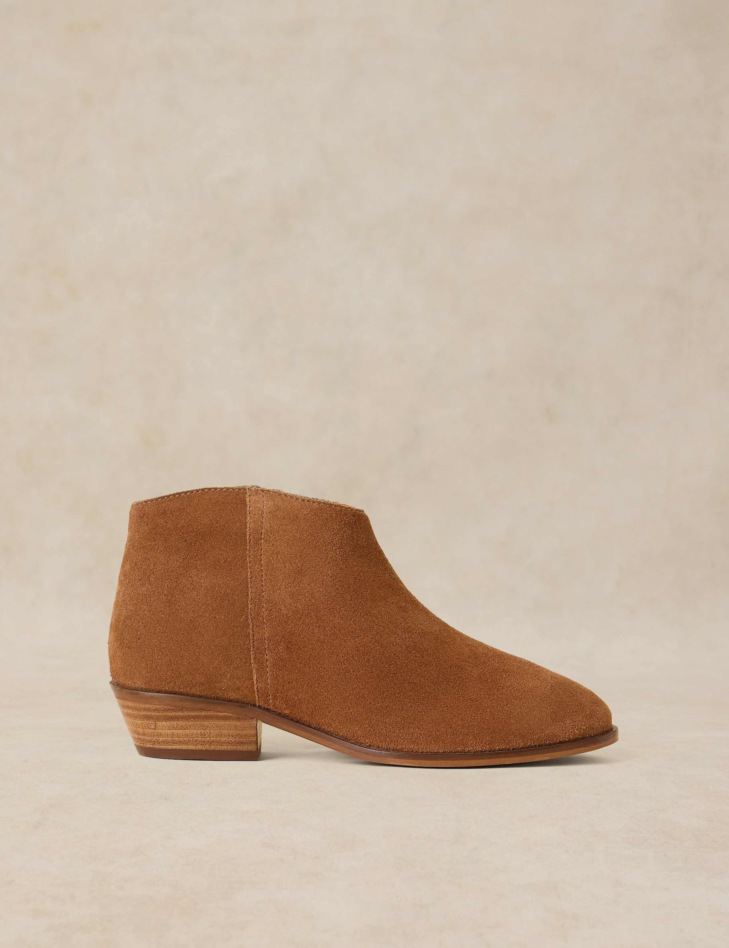 Suede Block Heel Ankle Boots