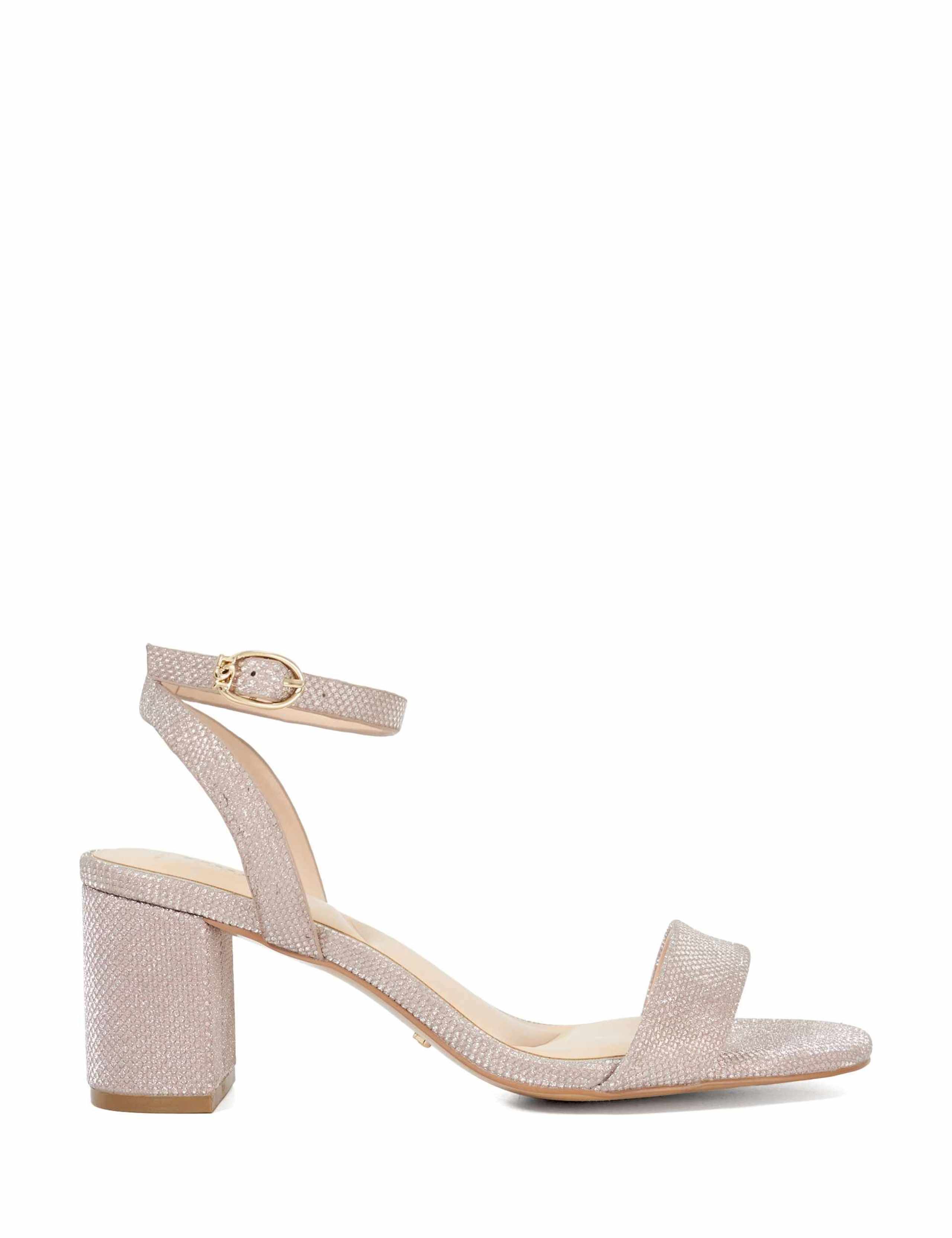 Wide Fit Sparkle Block Heel Sandals