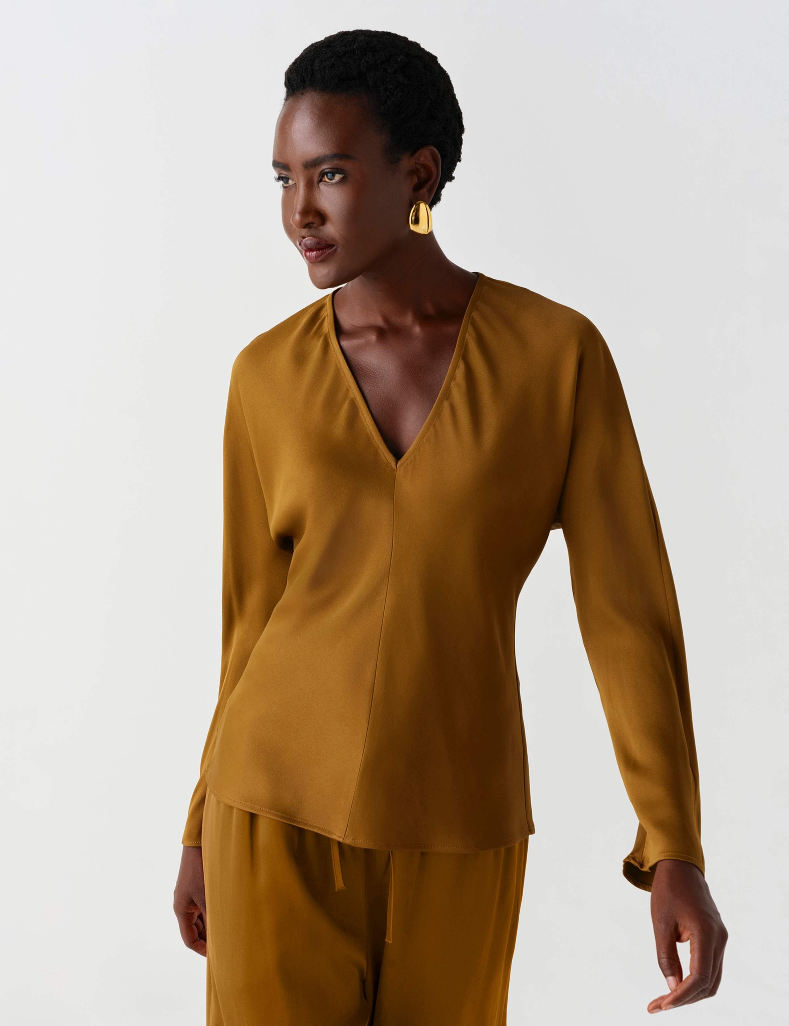 Satin V Neck Top