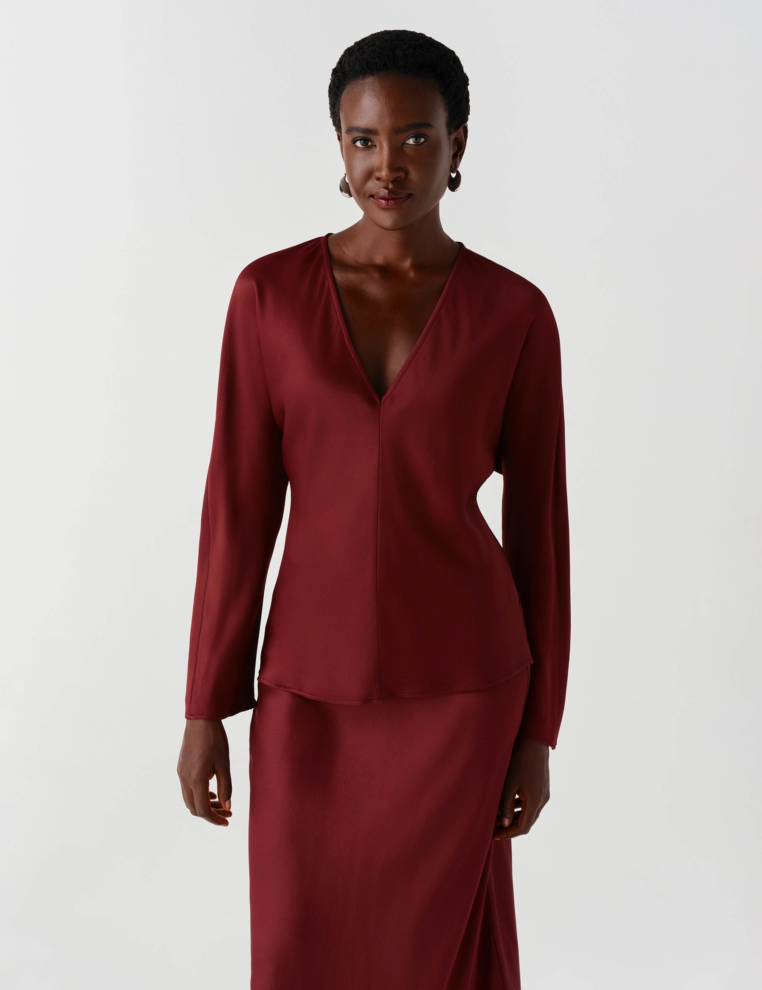 Satin V Neck Top