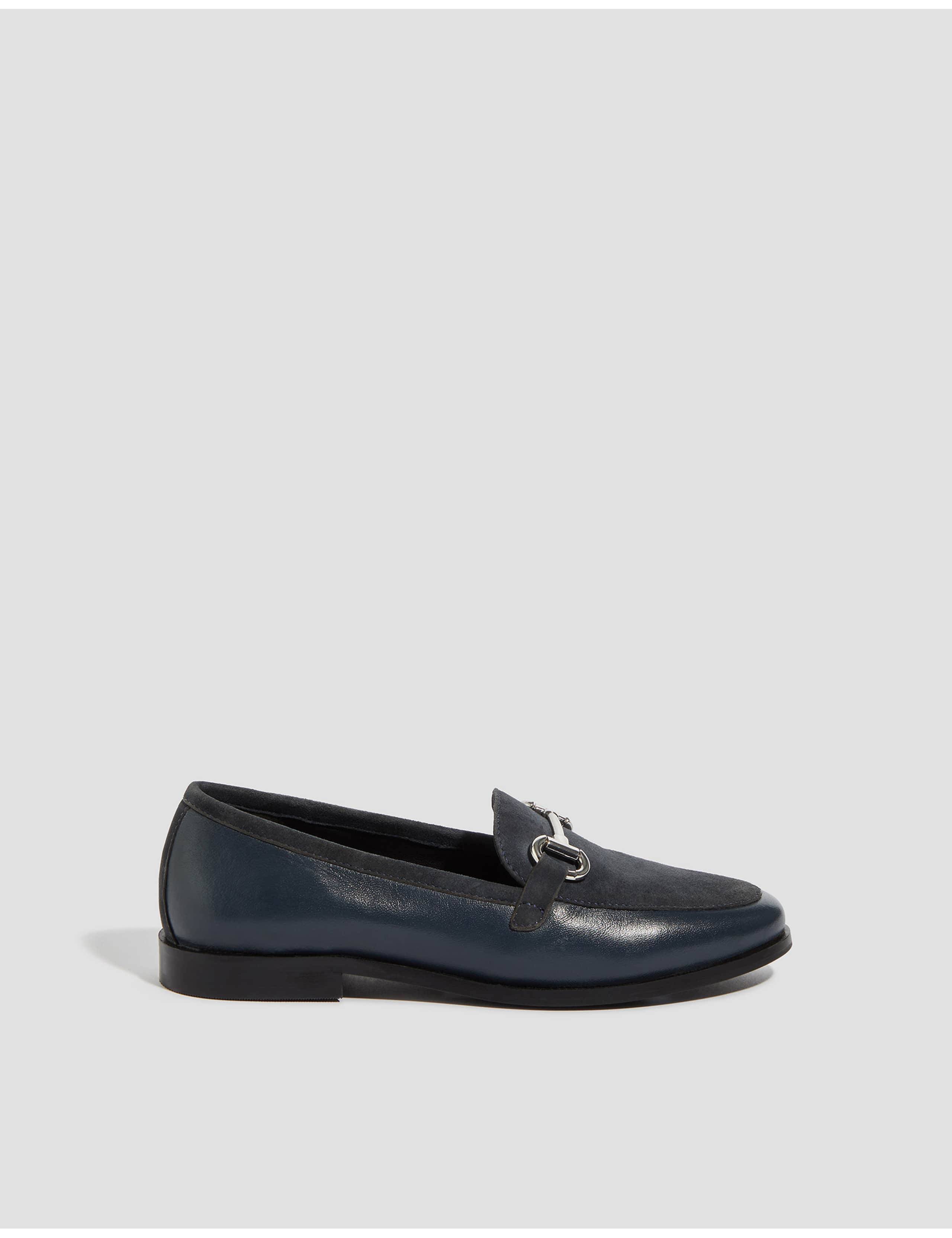 Leather and Suede Bar Loafers