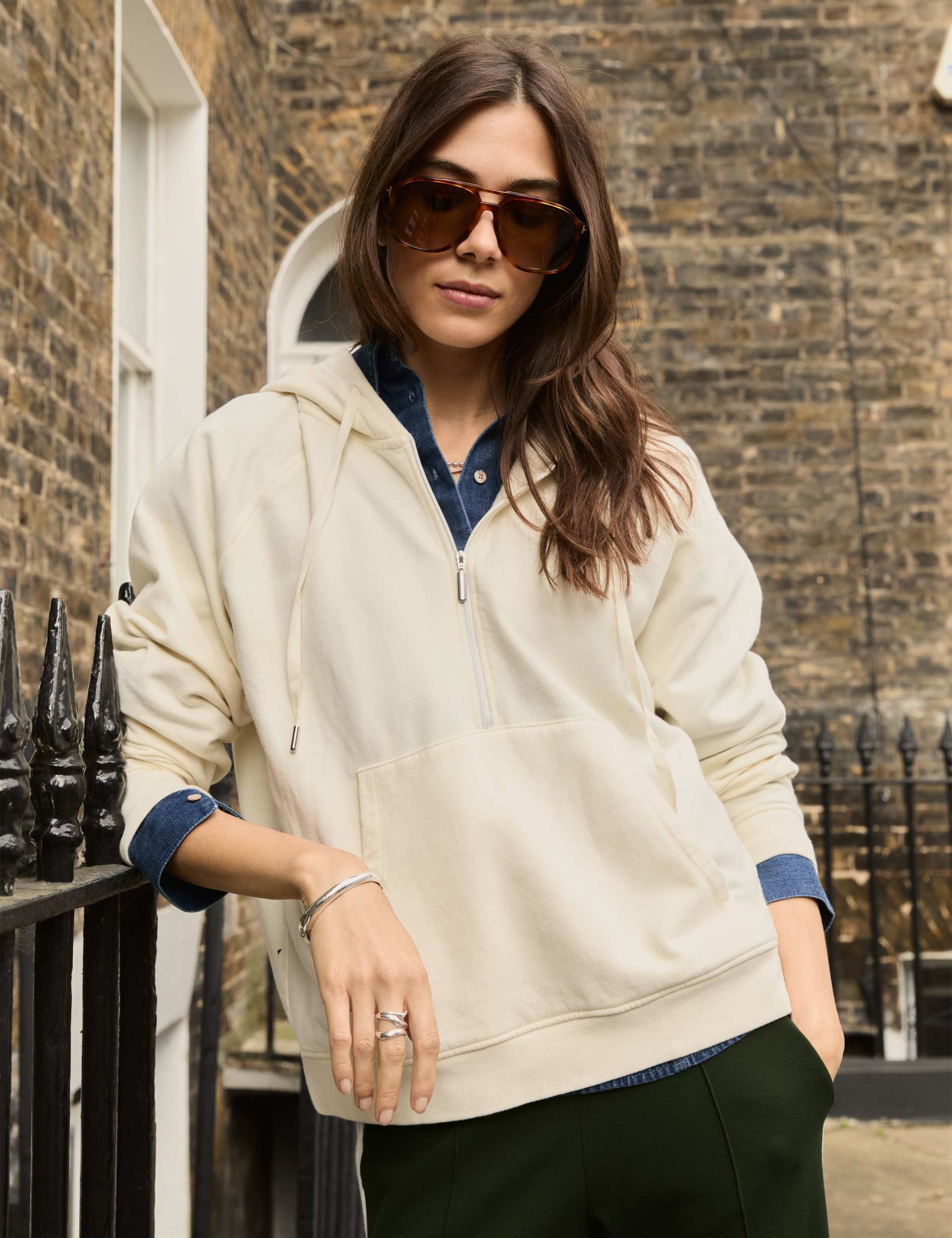 Cotton Rich Half Zip Hoodie