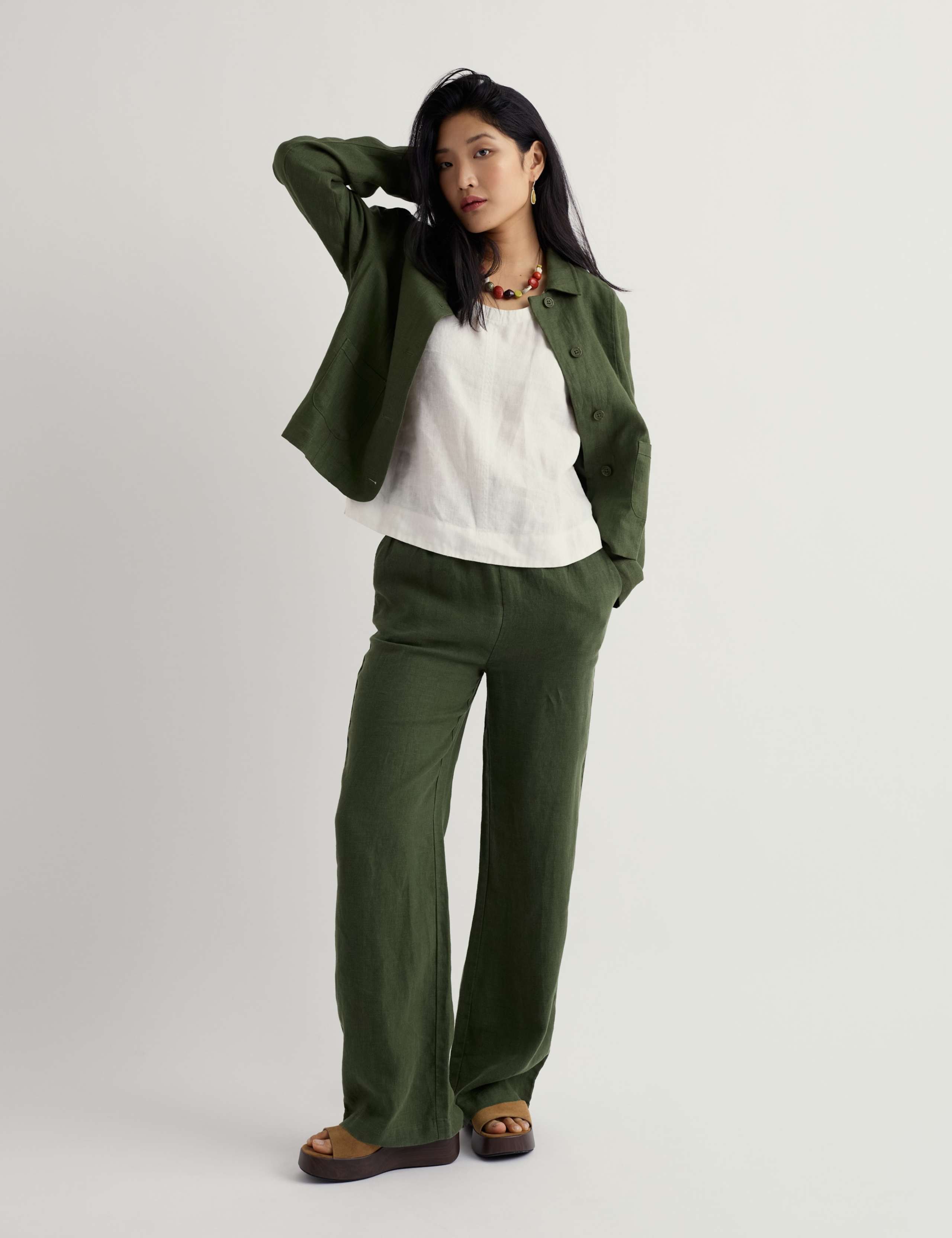 Pure Linen Wide Leg Trousers
