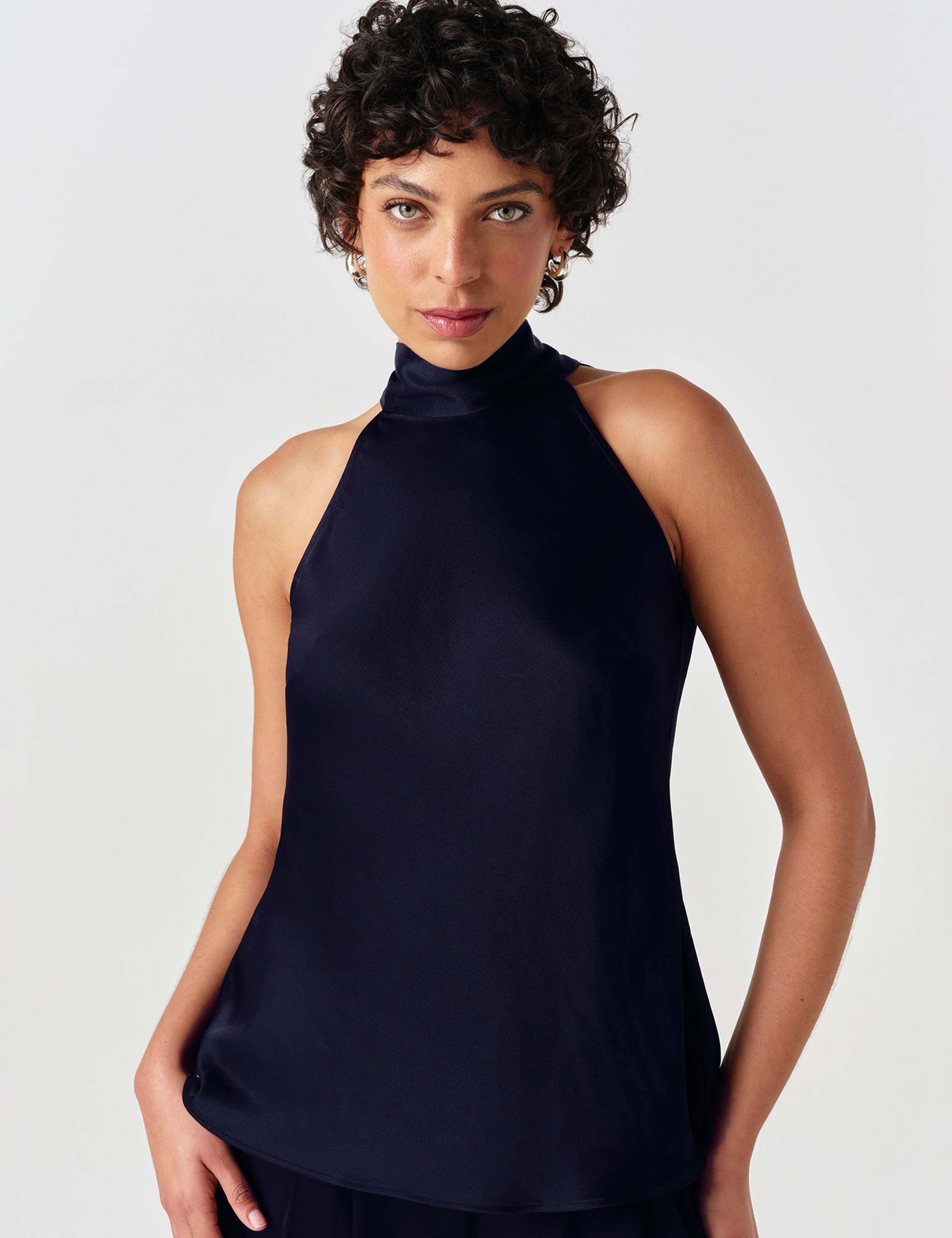 Satin High Neck Top
