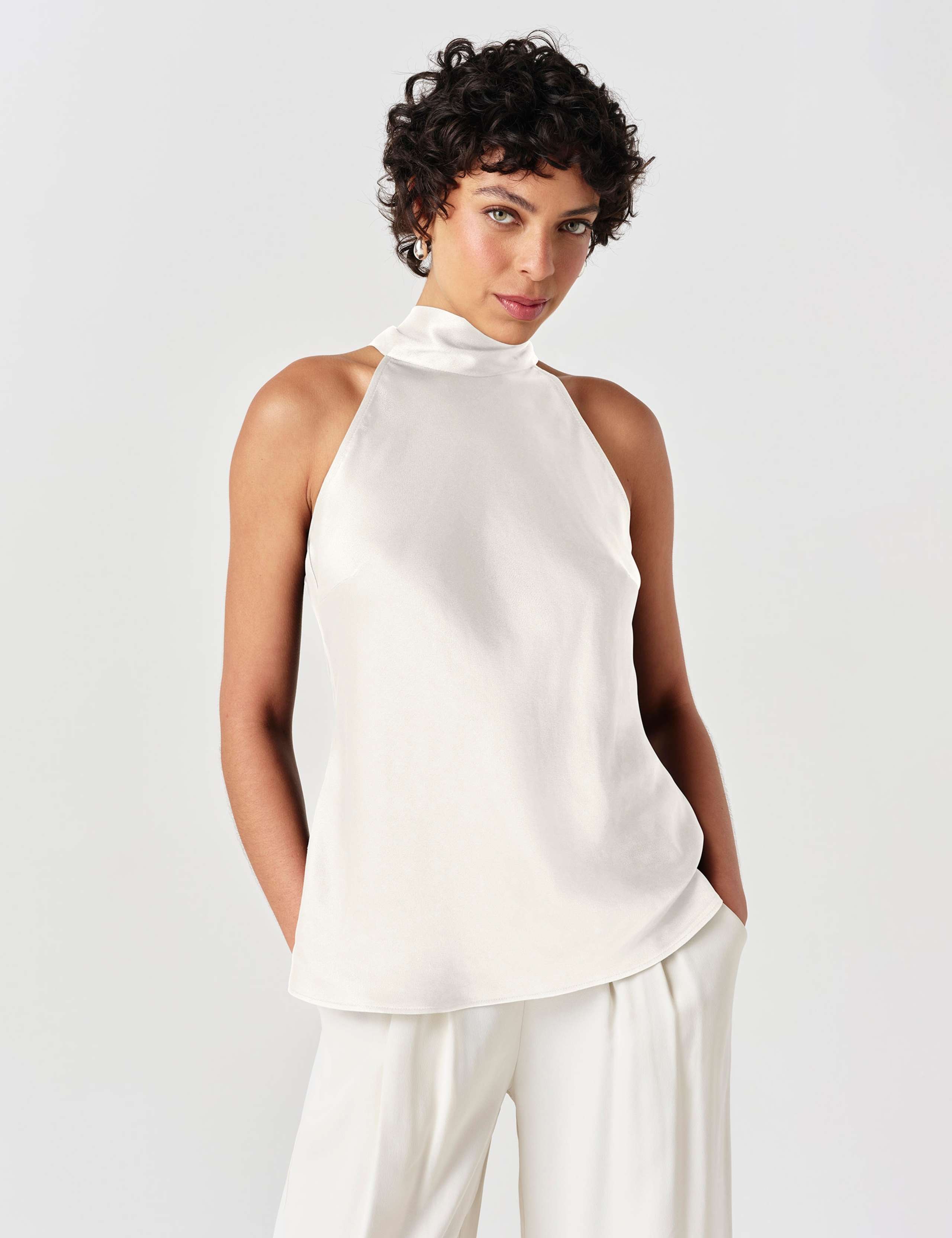 Satin High Neck Top